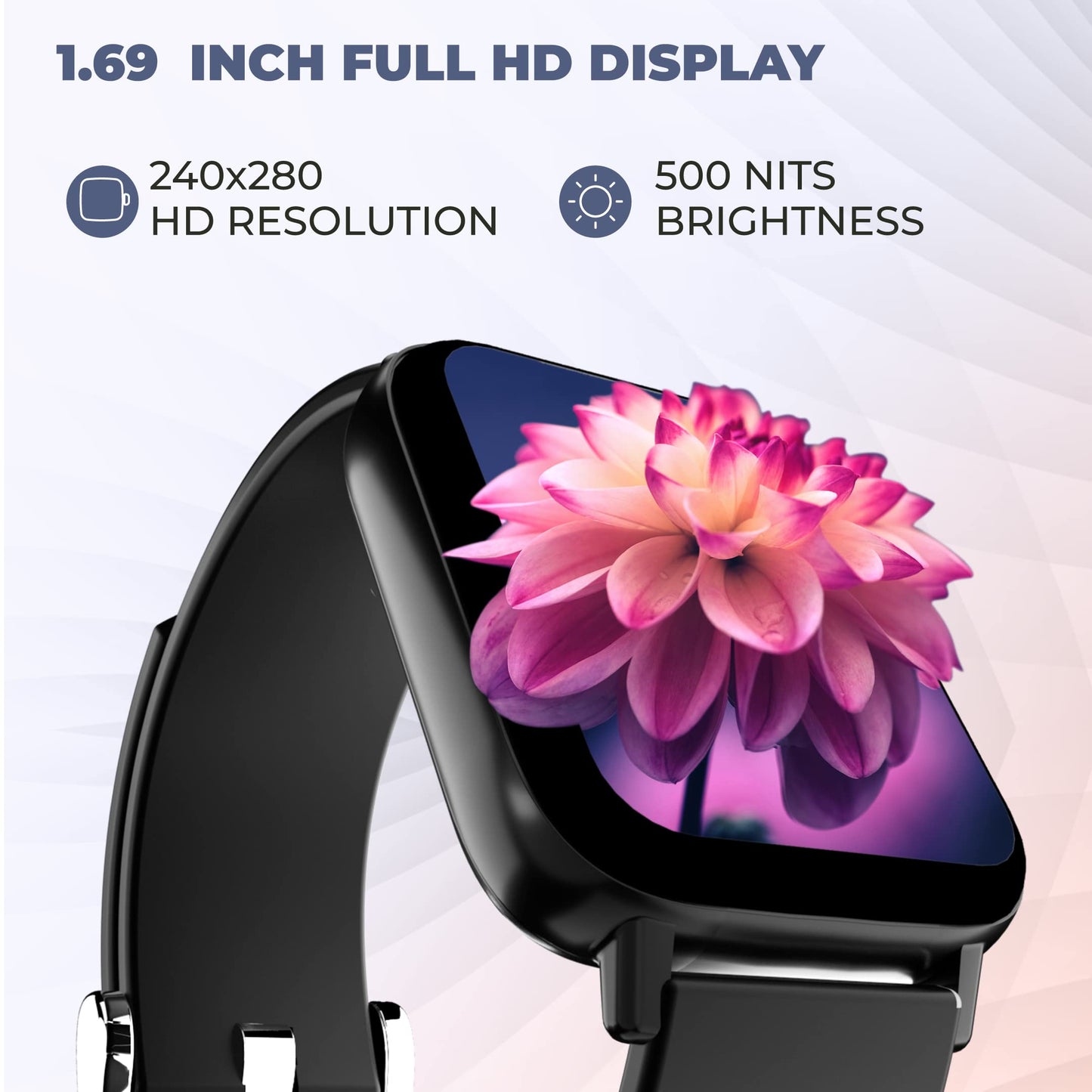 HAMMER Pulse 3.0 Bluetooth Calling Smart Watch with IP67 Rating & 1.69" Large Display with SpO2 Monitoring, Full Touch Screen & Multiple Watch Faces with Camera & Music Control (Black)