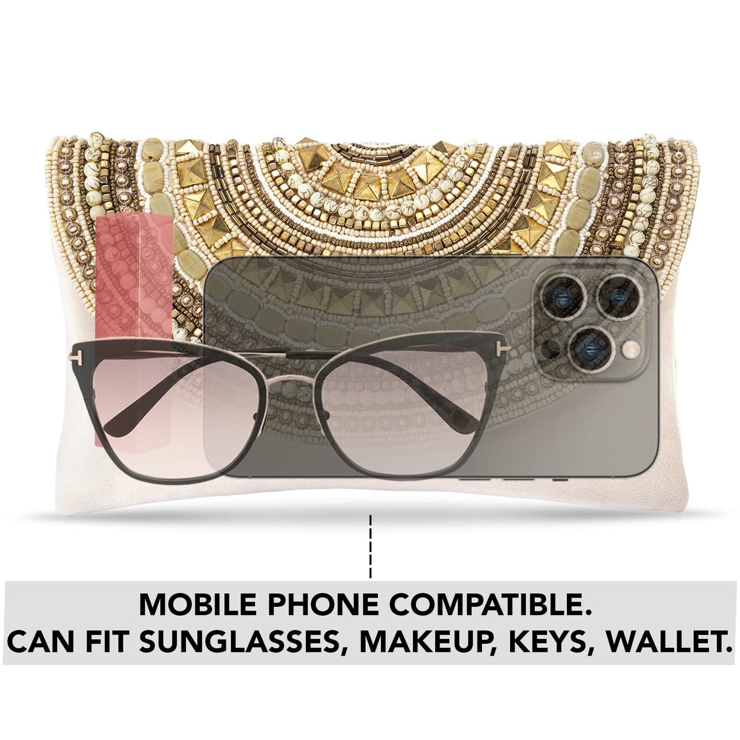 Peora Clutch Purses for Women Wedding Handmade Evening Handbags Party Bridal Clutch (C12CRM) Cream