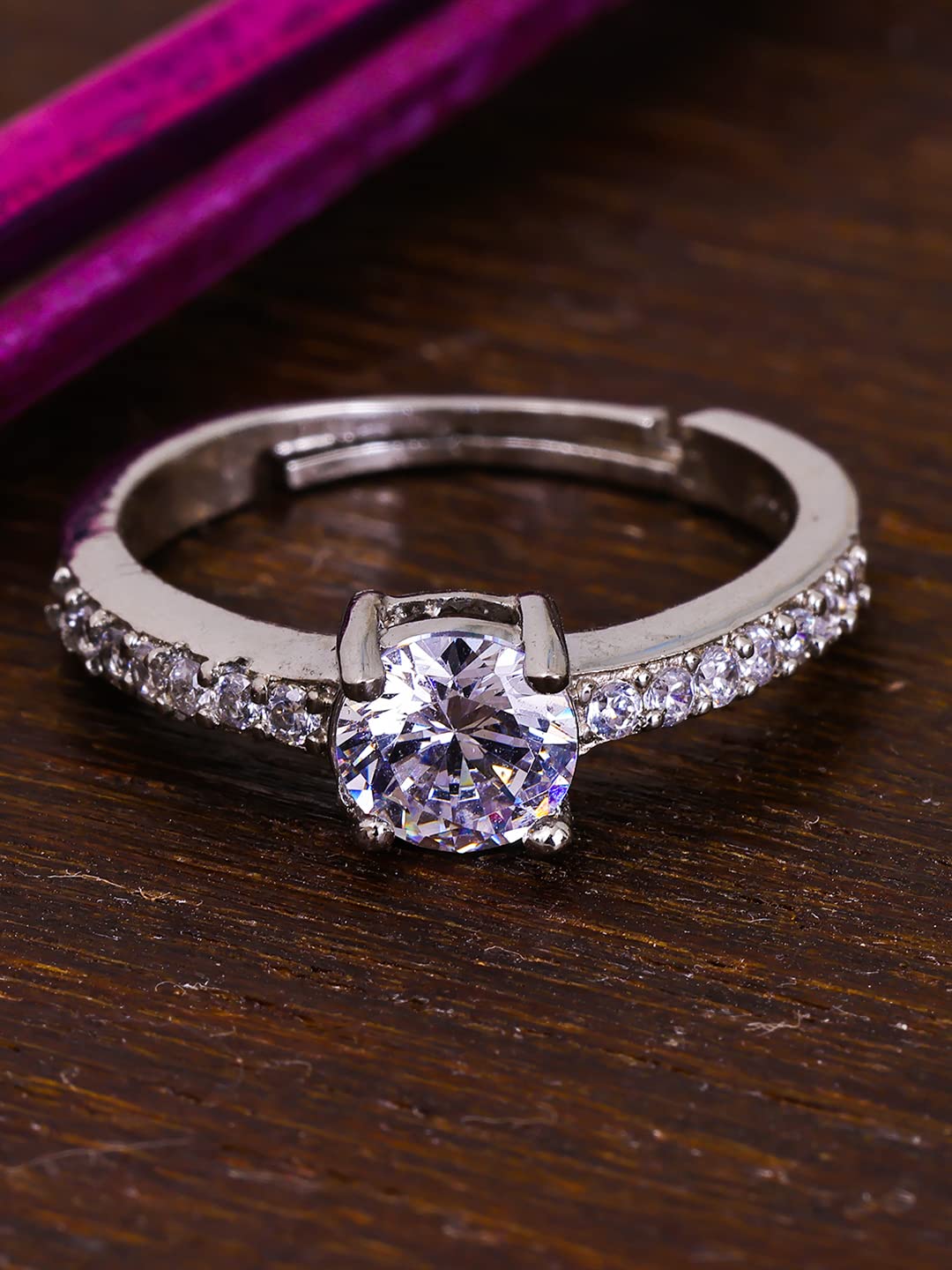 Pissara Splendid 925 Sterling Silver Valentine Day Gift Cubic Zirconia Finger Ring For Women And Girls|With Authenticity Certificate, 925 Stamp & 6 Months Warranty (Lr104650)