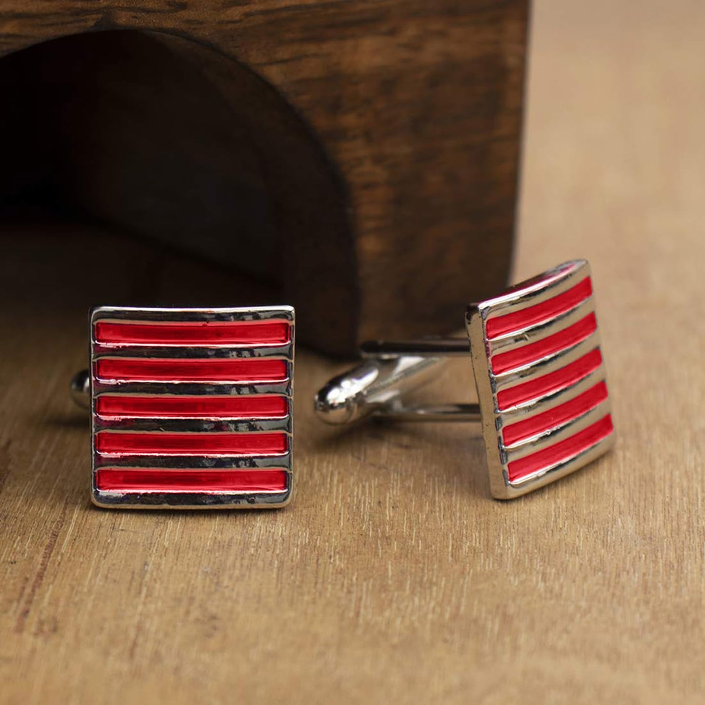 Peora Red Non-Precious Metal Unique Shirt Cufflinks for Men