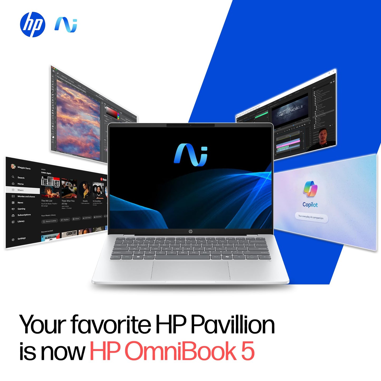 HP OmniBook 5 QC Snapdragon X1-26-100 Next Gen AI Laptop, (16GB LPDDR5x, 512GB SSD), 2K,14''/35.6cm OLED, Win11,Office24, Silver,1.35kg, FHD Camera w/Privacy Shutter, Backlit, he0014QU
