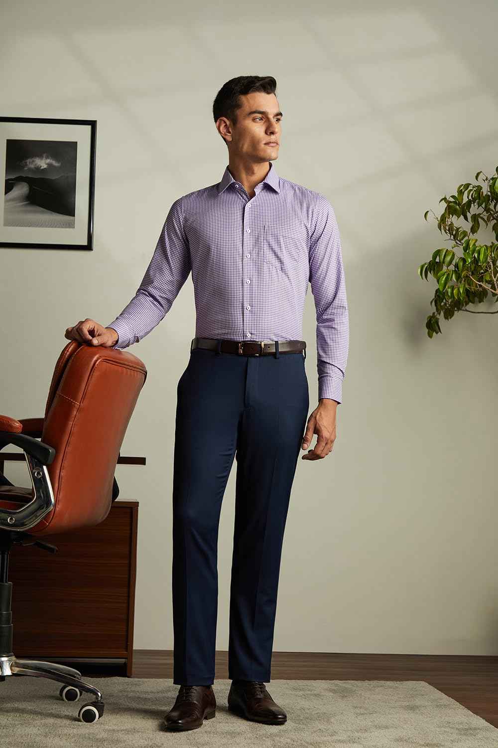 Van Heusen Men's Slim Fit Shirt (VHSFFSLB363431_Purple 42)