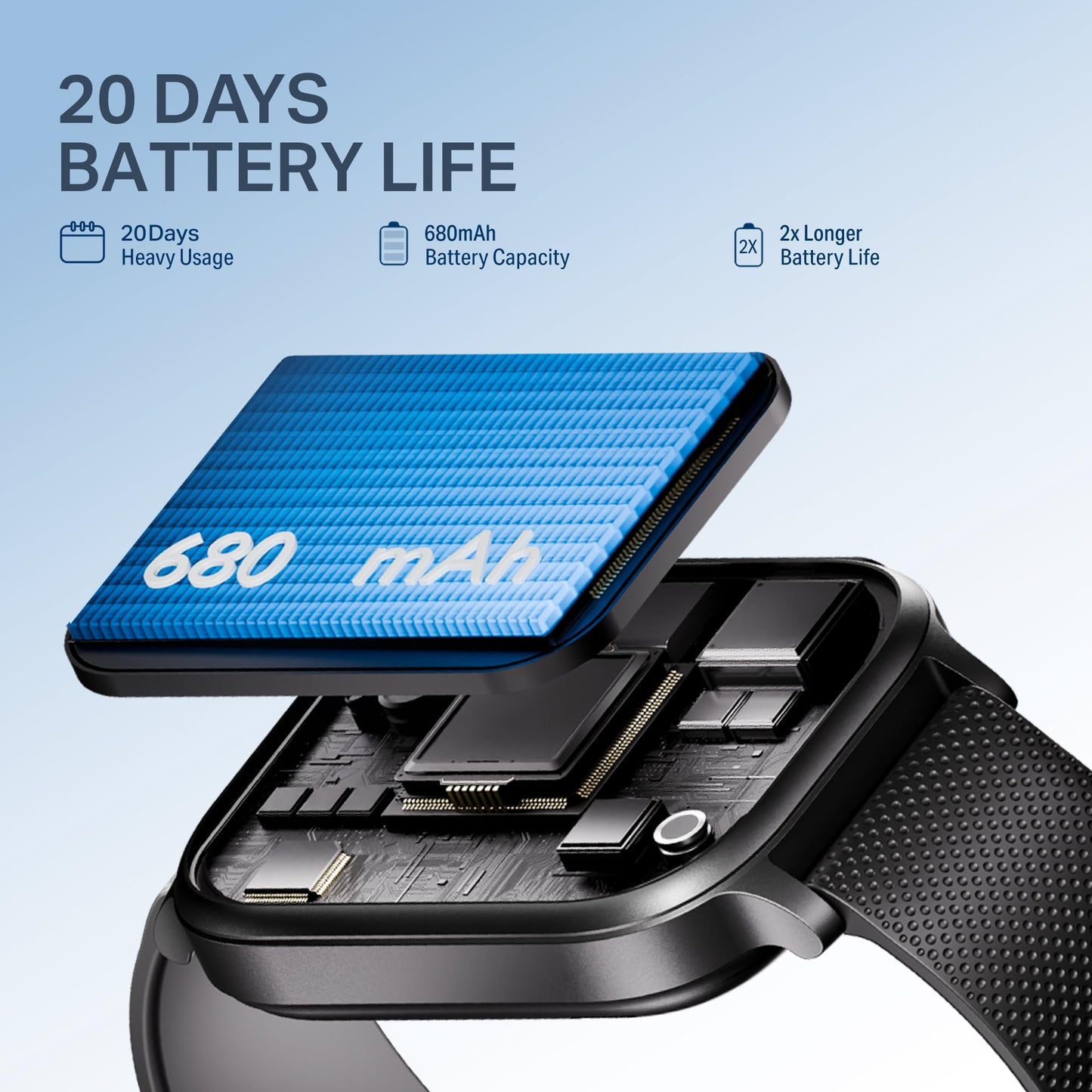 boAt New Launch Storm Infinity Max, 20 Days Maximum Battery, Biggest Battery Capacity Ever! 2.01" (5.1cm) Display, Functional Crown, AI Nudges, BT Calling, Smart Watch for Men & Women (Active Black)