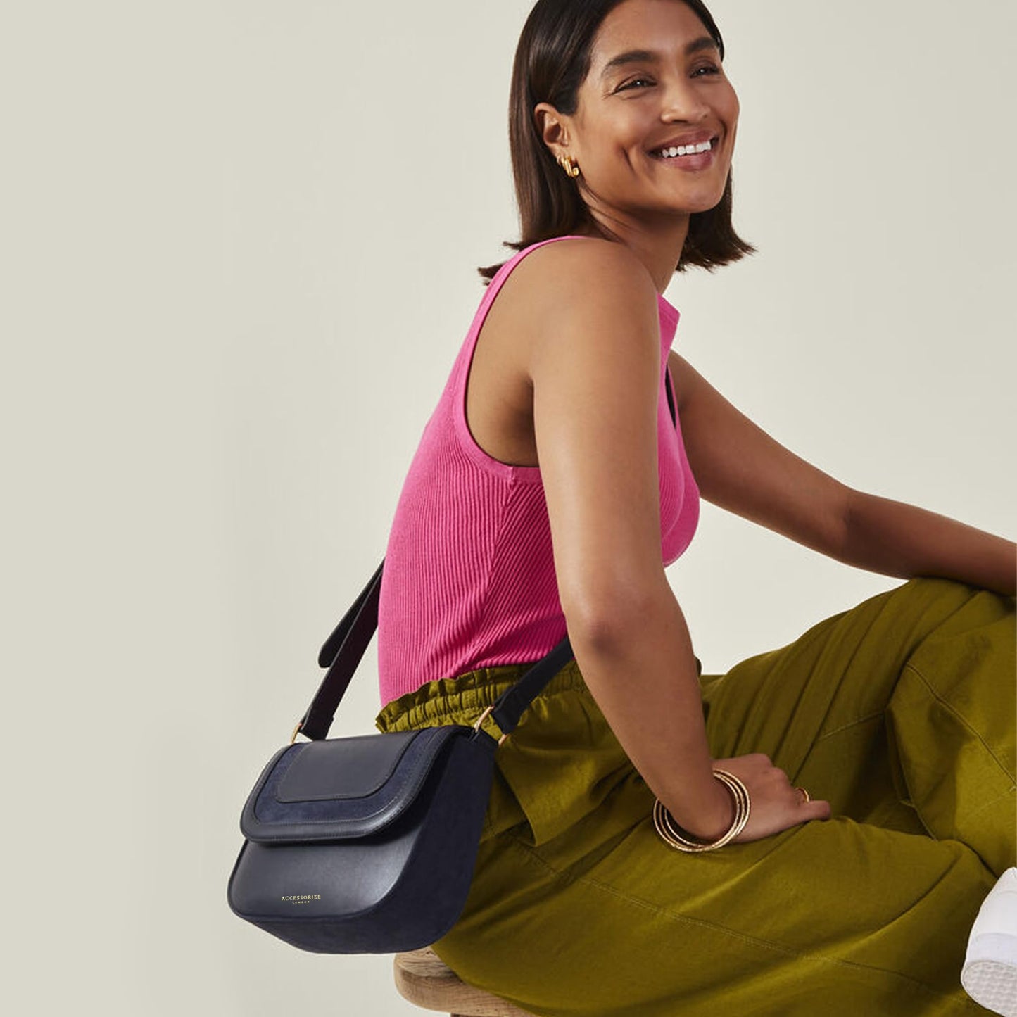 Accessorize London Women's Blue Suede Sling bag for women | Stylish Crossbody Bags For Women | Ladies Shoulder Purse