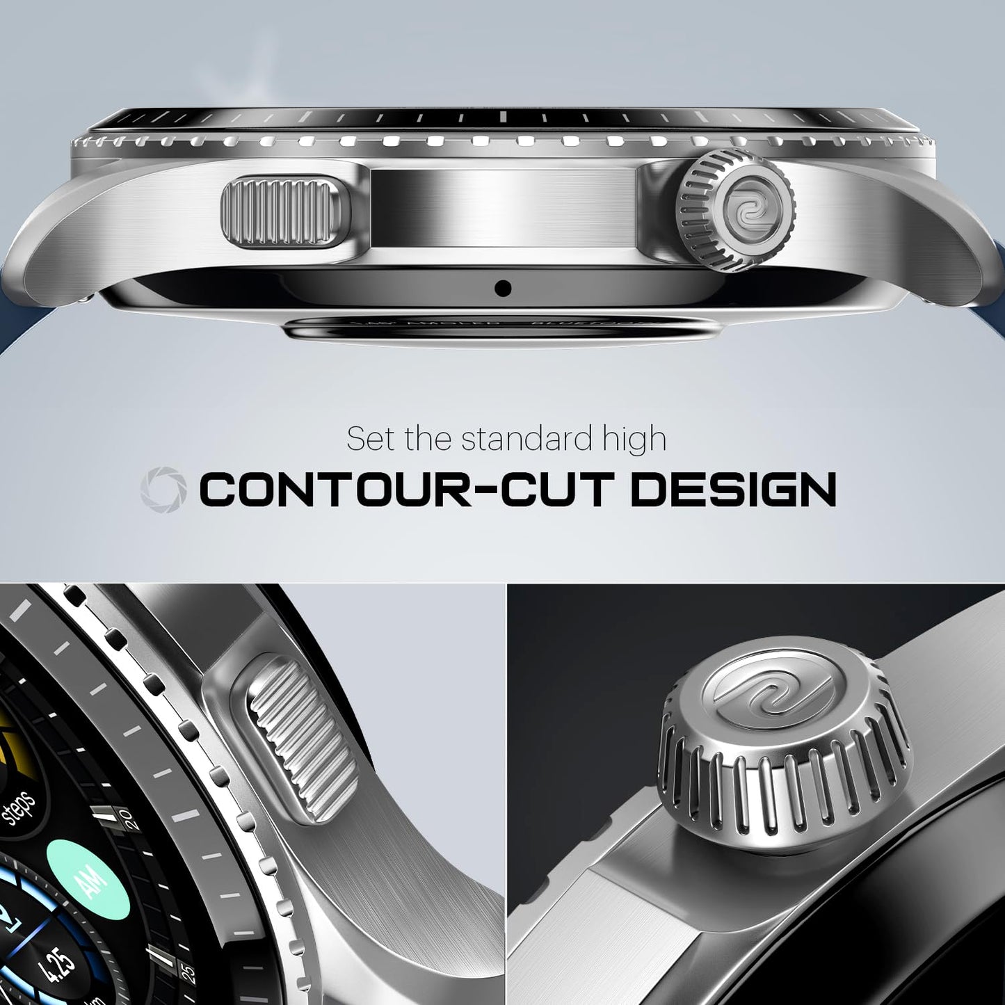 Noise Origin Smart Watch Smoothest UI Experience (New Nebula UI) & EN 1 Processor, 1.46" ApexVision AMOLED Display, Stainless Steel, Contour-Cut Design, Fitness Age, Fast Charging (Mosaic Blue)