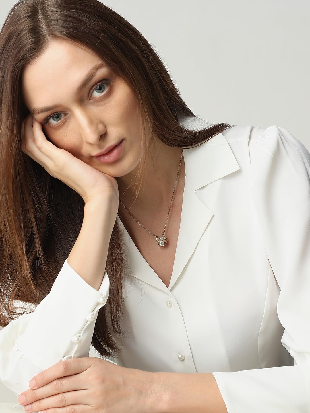 VERO MODA Women Solid White Polyester Regular Fit Shirt