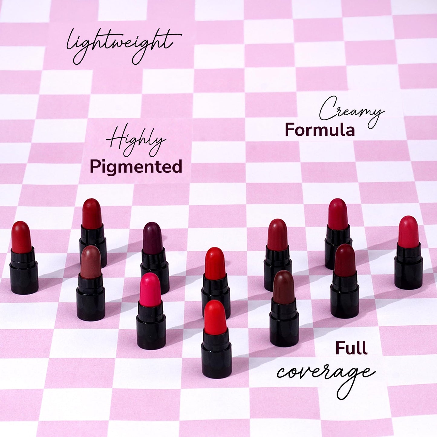 Mila Beauté 12 Creamy Matte Mini Pout Party Lipstick Kit | Lip Hydrating & Light-weight | Long Lasting Lipsticks for Women | Suitable All Indian Tones | Shade - Pinks & Reds 12g