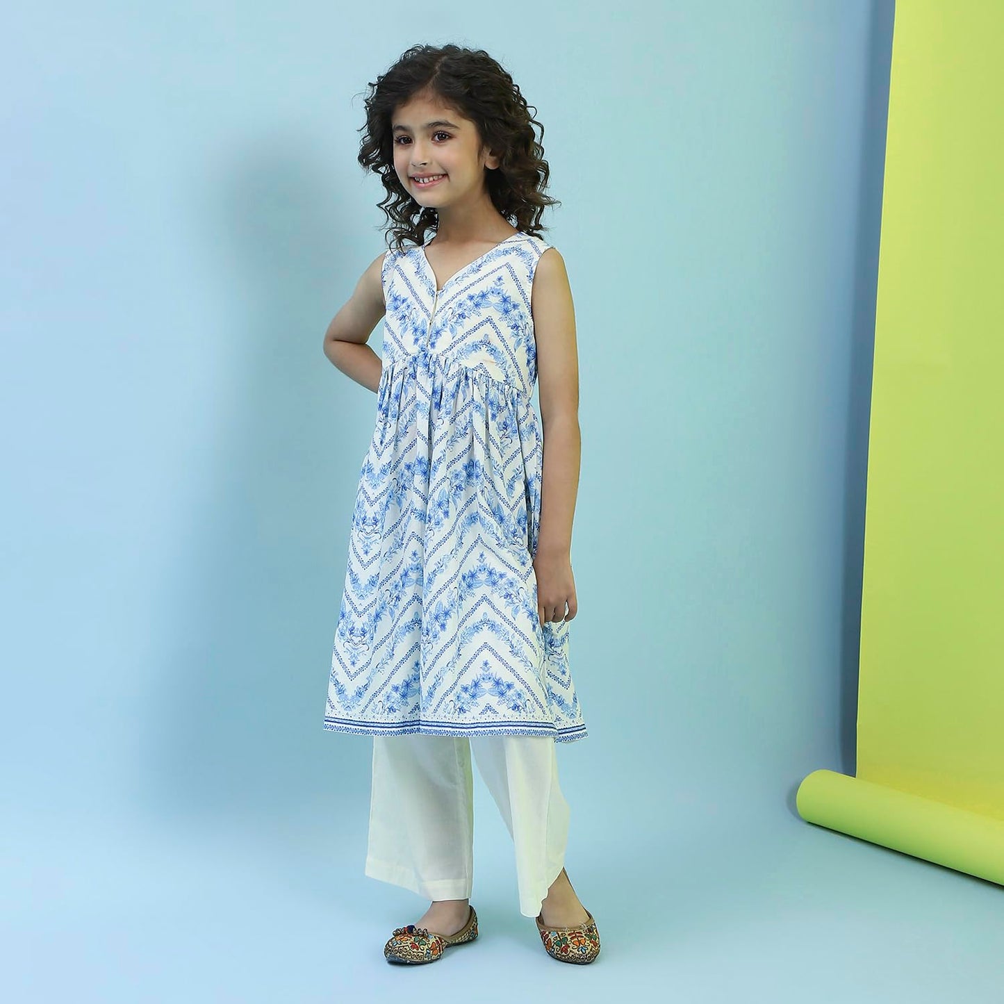 Biba Girl's Cotton Kurta, Bottom (KWPLMP6437SS25CRM_Cream