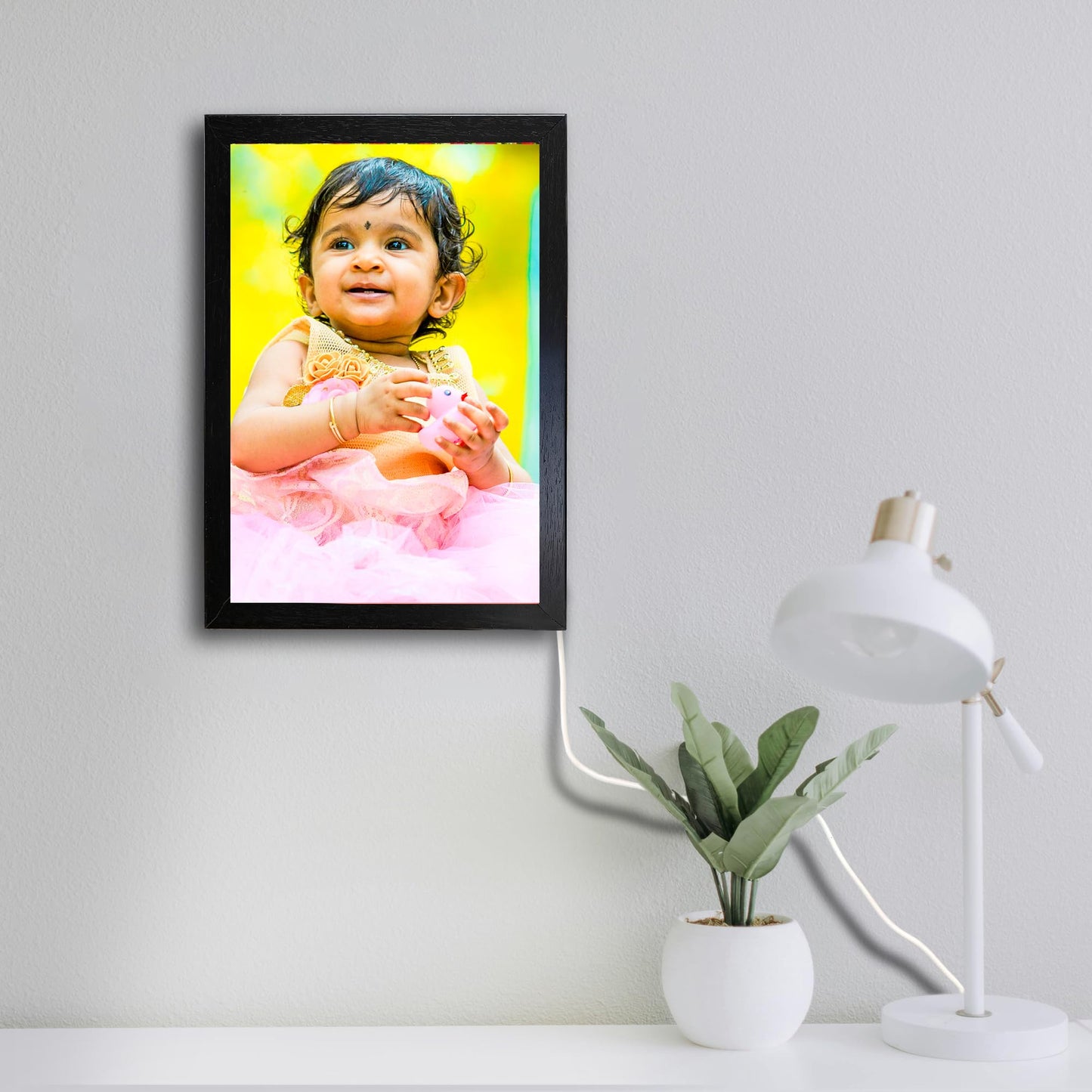 Nexaprint Customized LED Rectangular Photo Frame with 12X18 Inch Photo Upload Your Photo LED Adapter Included Wall Mounting 1mm Non-Breakable Acrylic Protection Gift Black