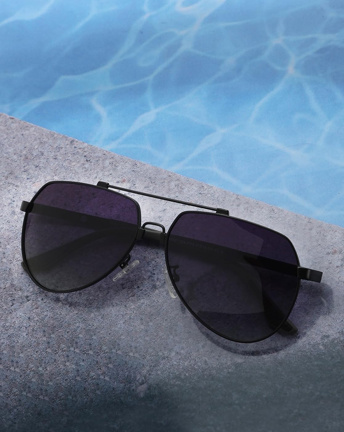 Carlton London Black Toned with Blue Polarised Lens Aviator Sunglass for mens