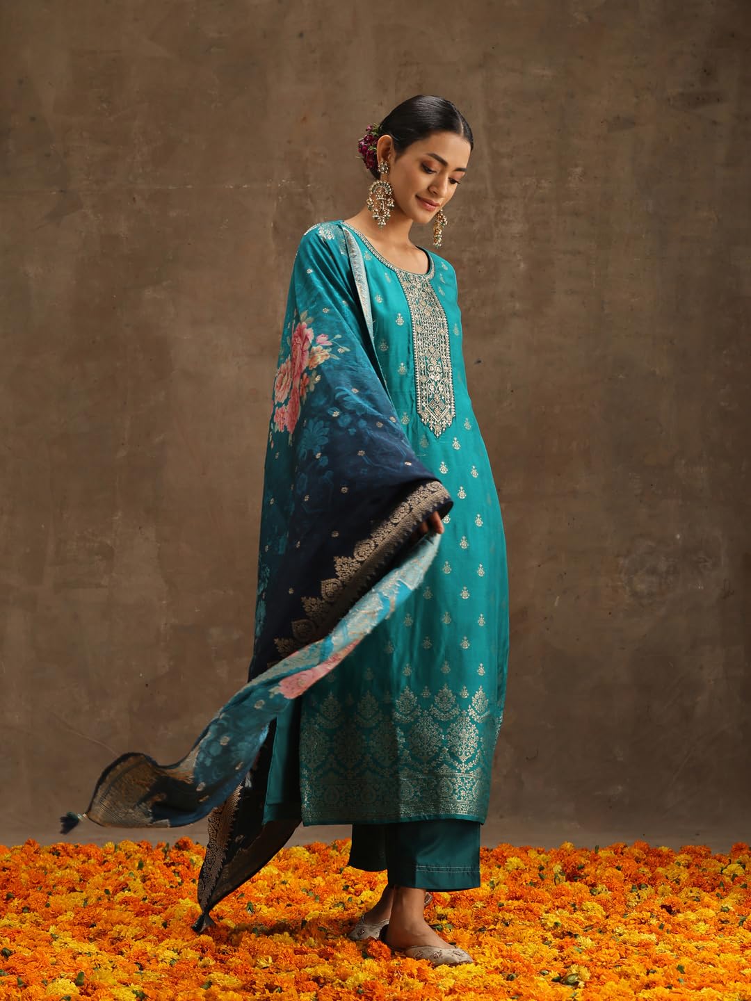 Libas Women's Silk Kurta Sets (38037O_Green