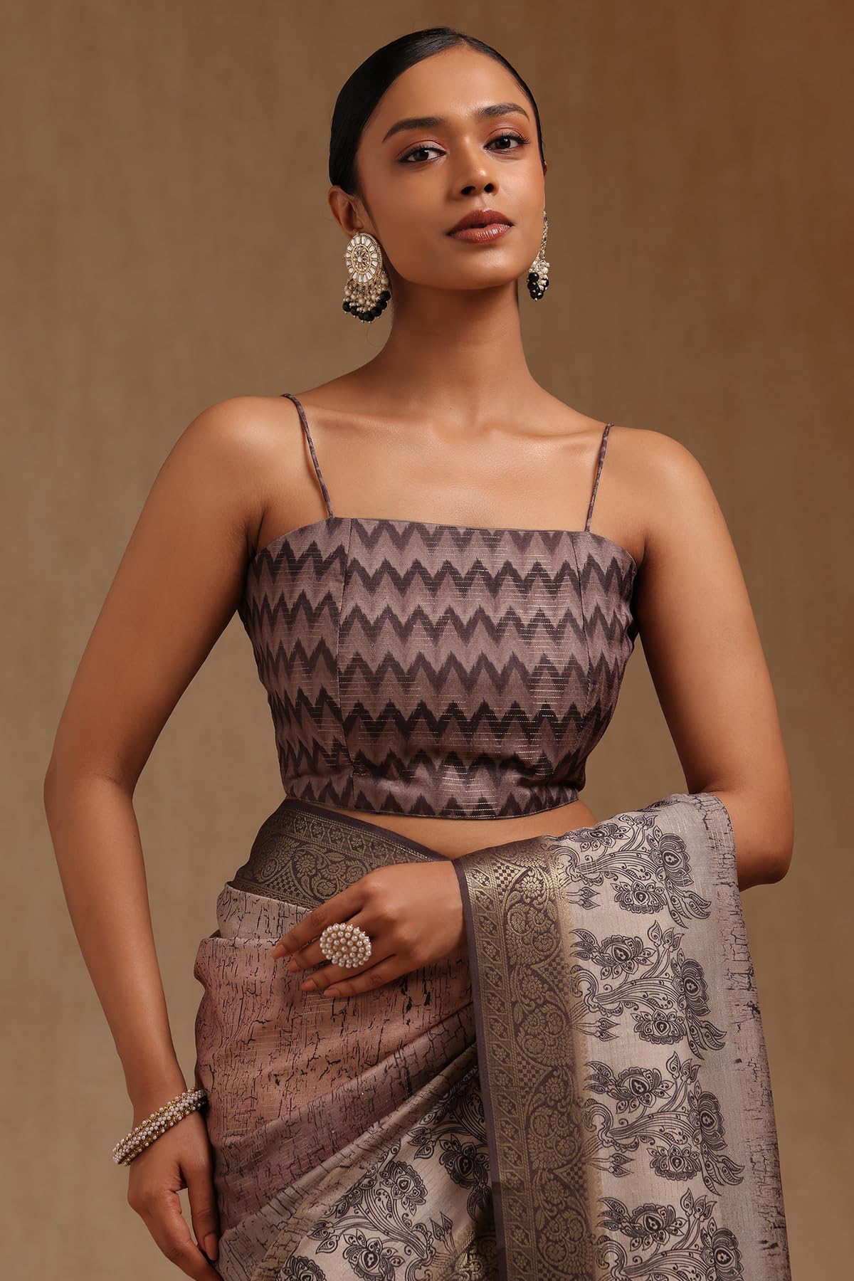 Soch Womens Tussar Abstract Print Saree