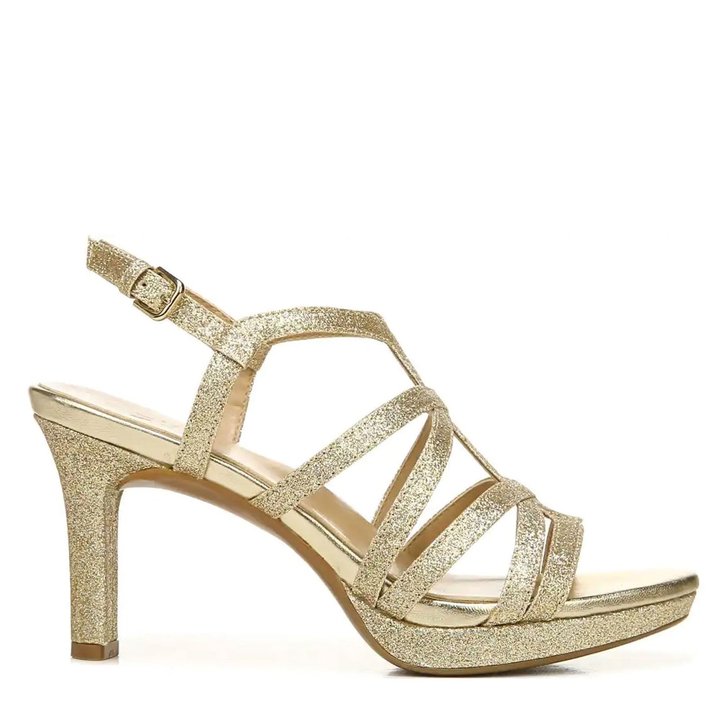 Naturalizer Women's Baylor Strappy High Heel Sandal, Gold Glitter, 11