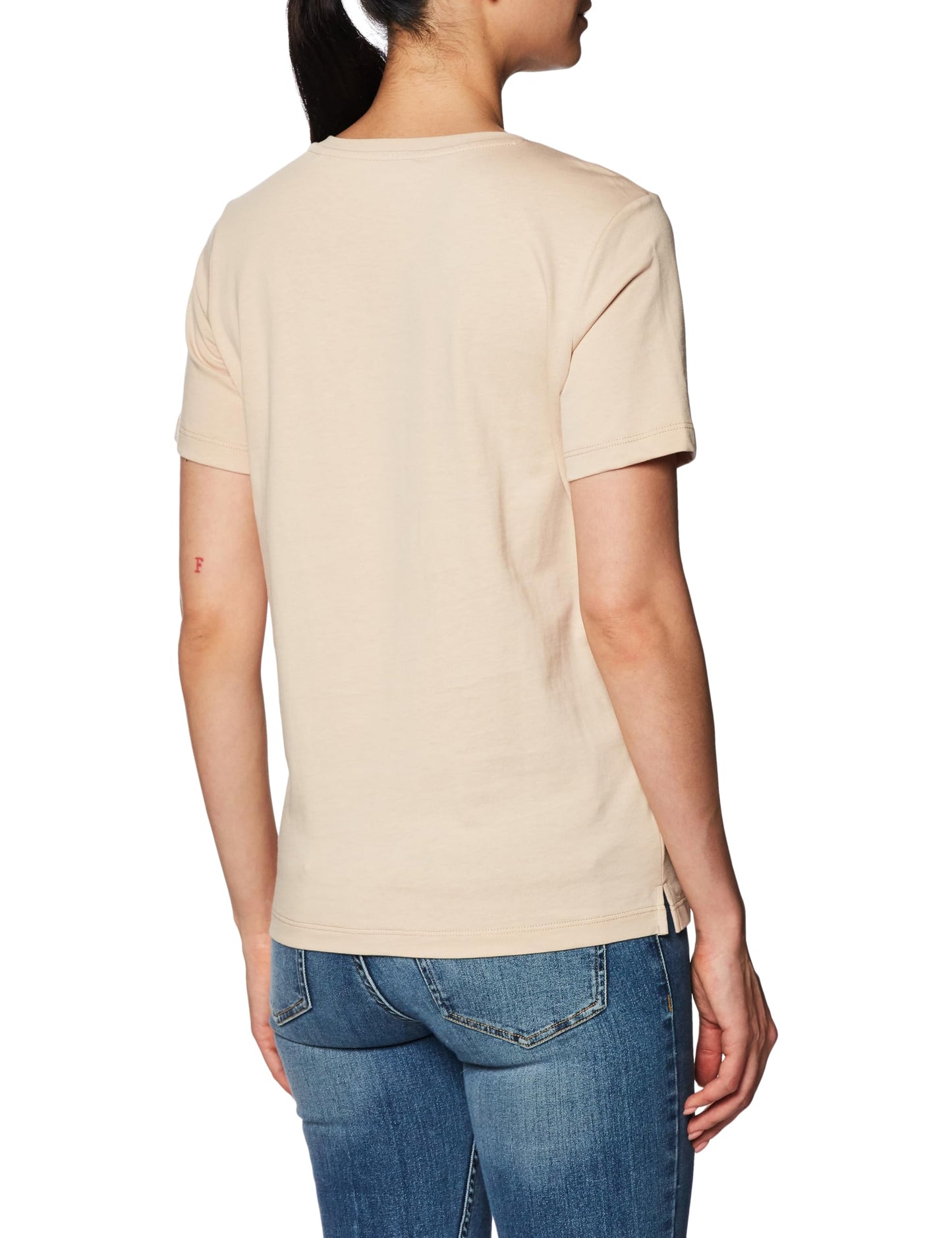 Guess Shaded Beige Short Sleeve T-Shirt for Women, beige, M