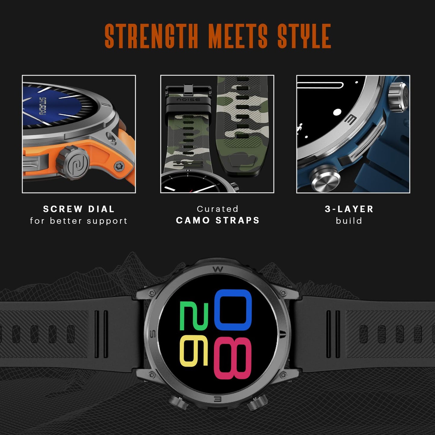 Noise Endeavour Rugged Design 1.46" AMOLED Display Smart Watch, BT Calling, SoS Feature, Rapid Health & 100+ Sports Modes- (Black)