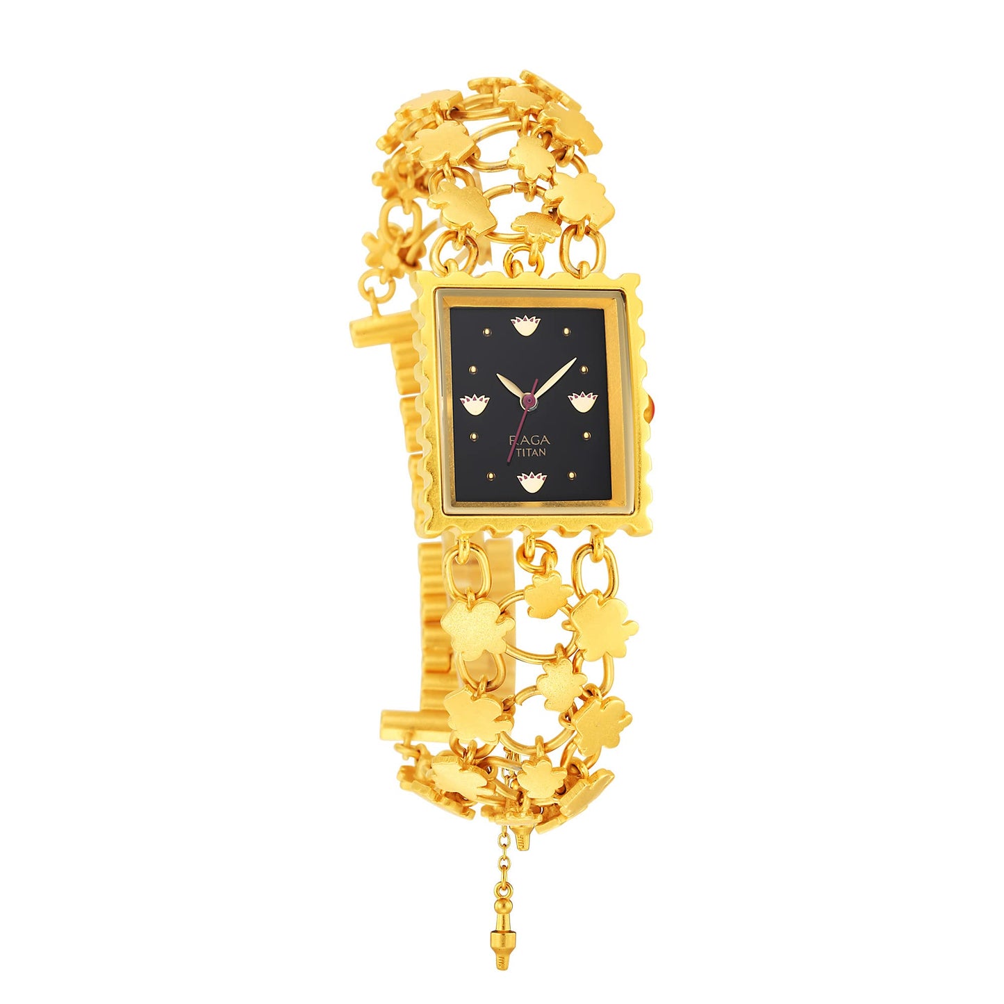 Titan Raga X Masaba Quartz Analog Black Dial Gold Metal Strap Watch for Women - NT95173YM01