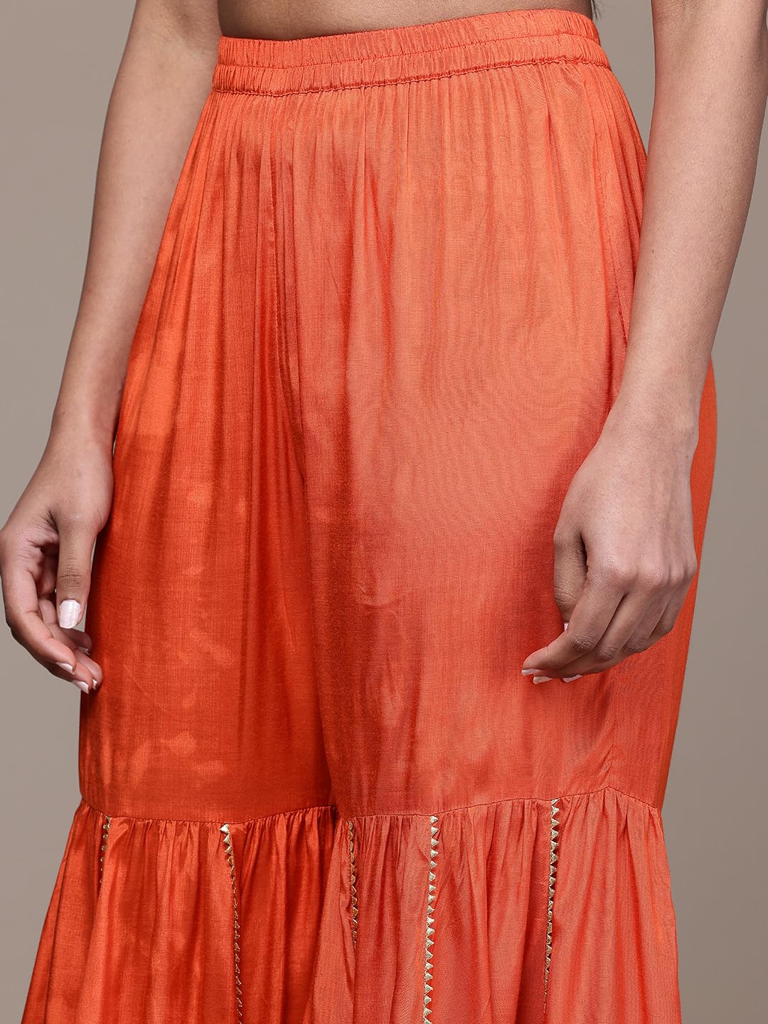 Aarke Ritu Kumar Orange Laila Festive Round Neck Kurti With Pant And Dupatta