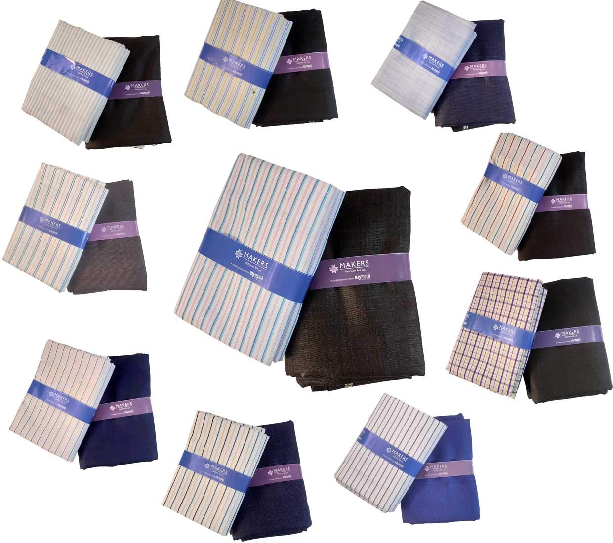 Raymond Fabrics Makers Men's Unstitched Shirt and Trouser Fabric Combo (Multicolour, Free Size) -Set of 10