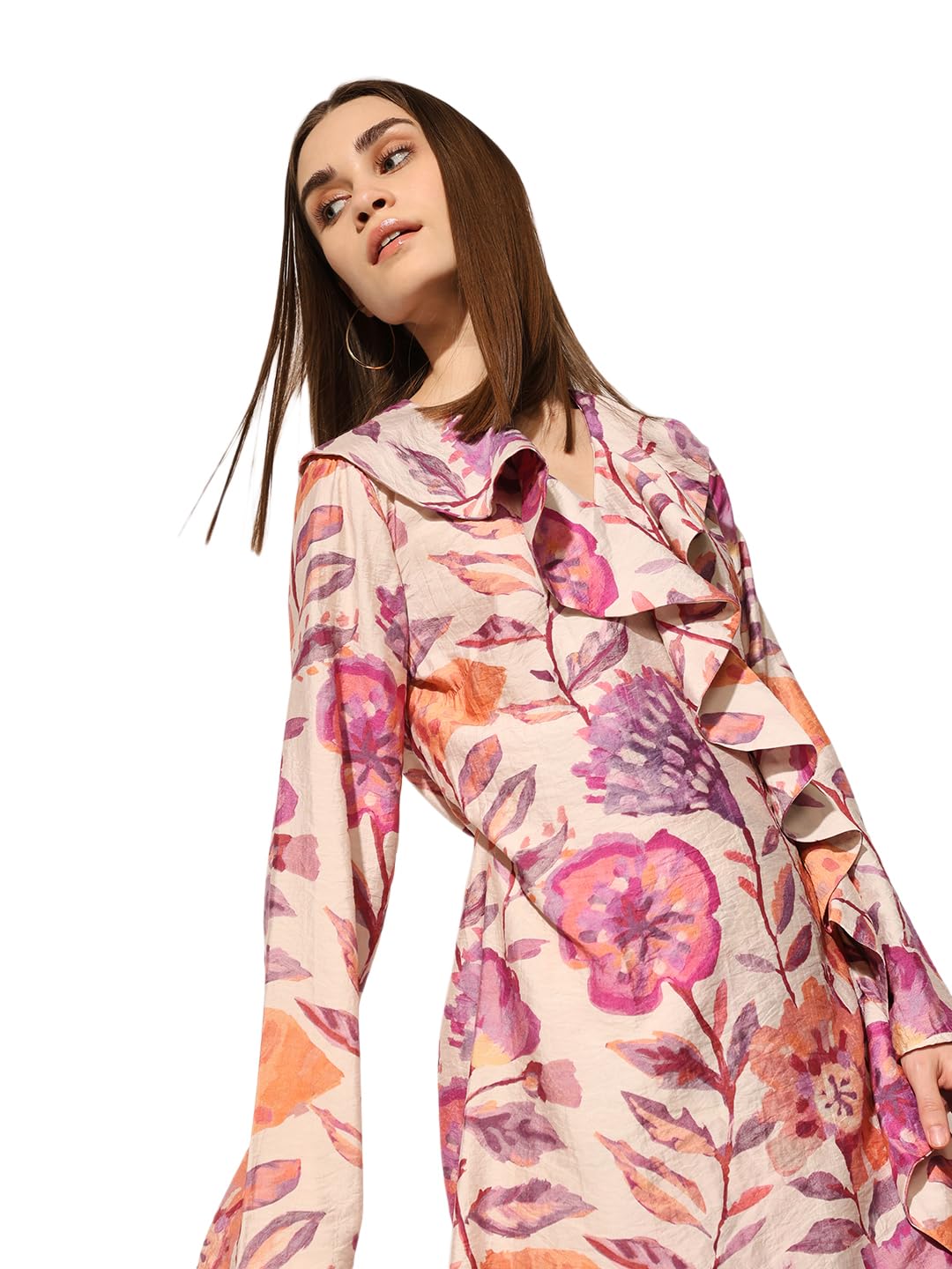 ONLY Women's Floral Print Wrap Multicolor Dress
