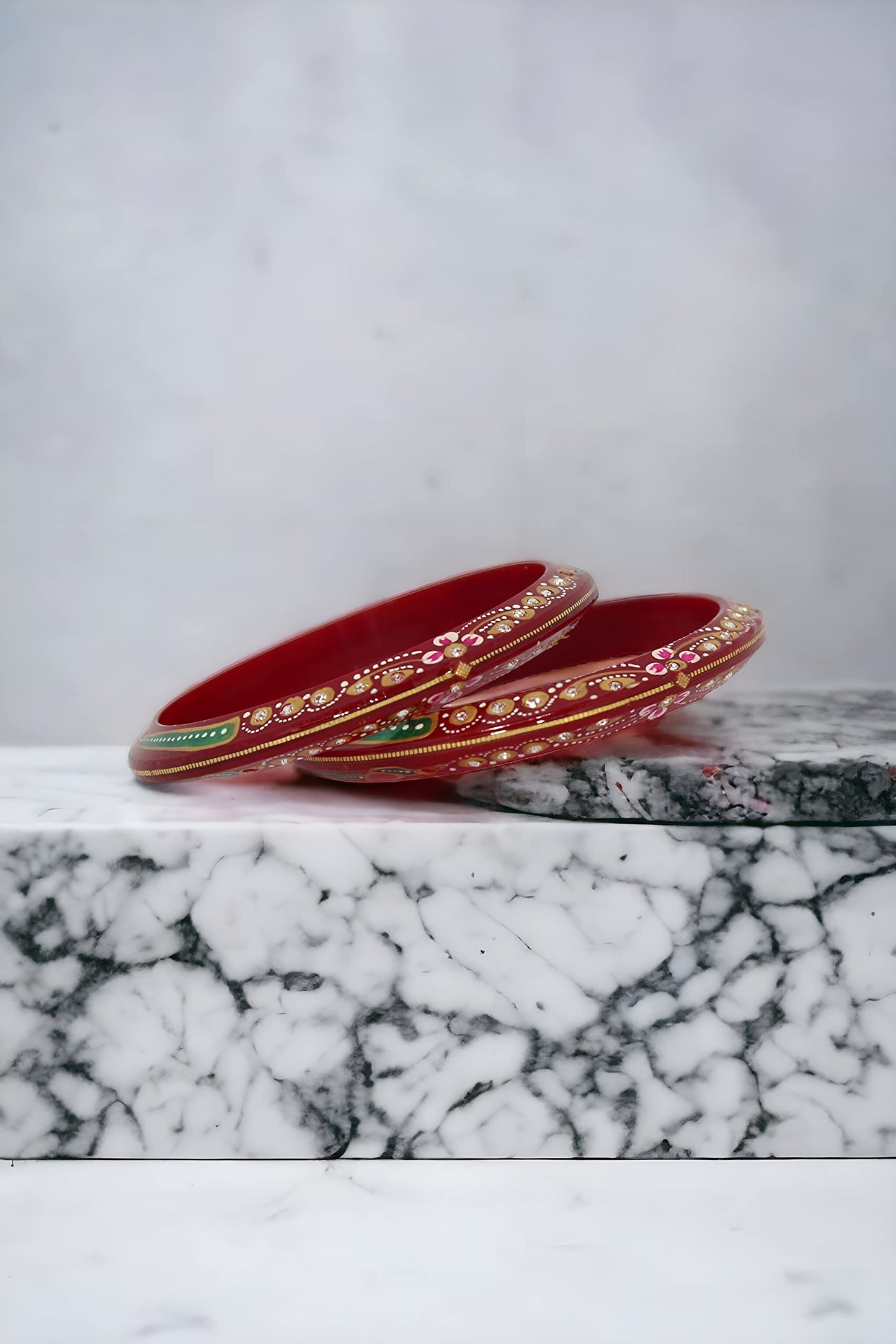 Sahajanand Ornaments Ltd Women Chudi | Bangles | Thanksgiving | Gift For Loved-One | Set Of 2 | All Occasions | Dailywear Shining Warrantee (20 K Gold With Certificate (Red, 2-4)