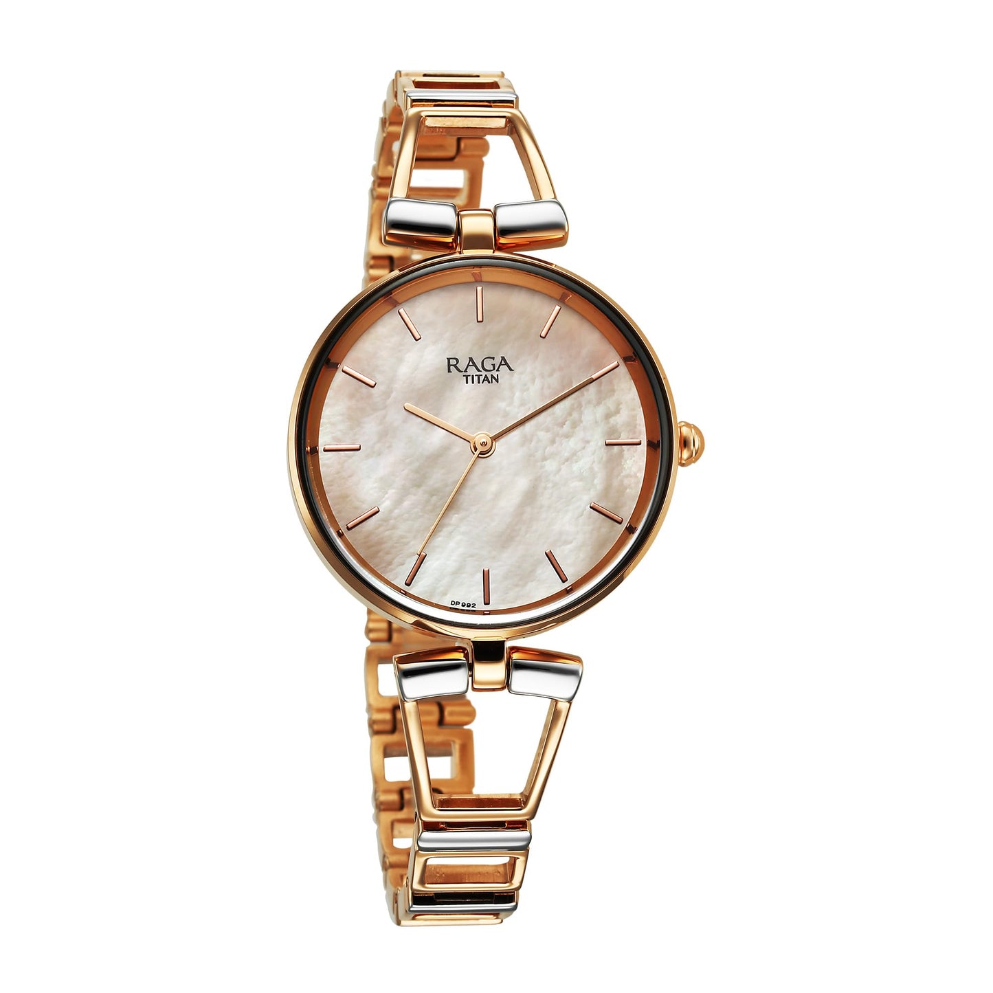 Titan Raga Ascend Quartz Analog Rose Gold Dial with Rose Gold Brass Strap Watch for Women