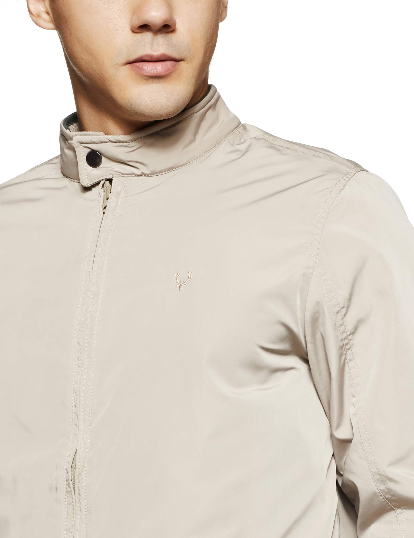 Allen Solly Polyester Men's Solid Standard Length Jacket (Asjkobopj62517_Ecru_L_Light Beige)