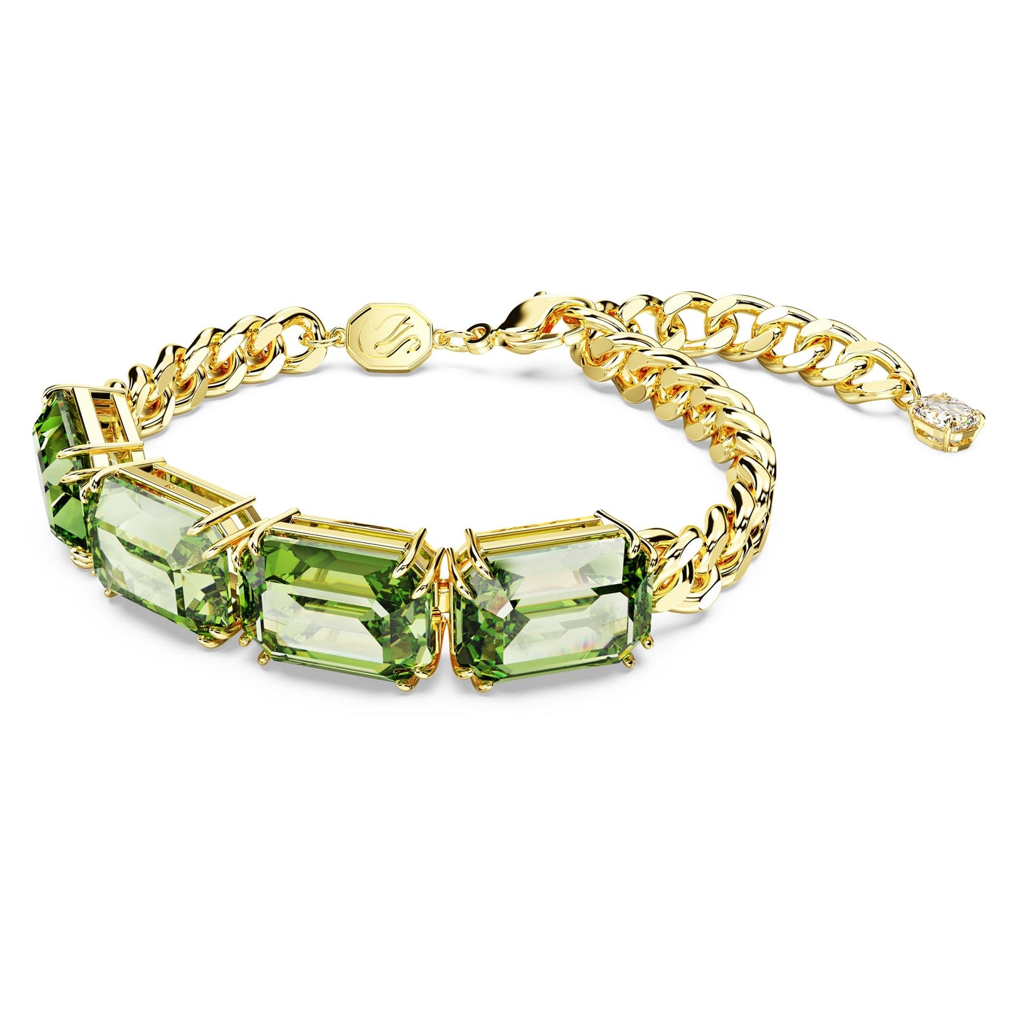 Swarovski Millenia bracelet, Octagon cut, Green, Gold-tone plated