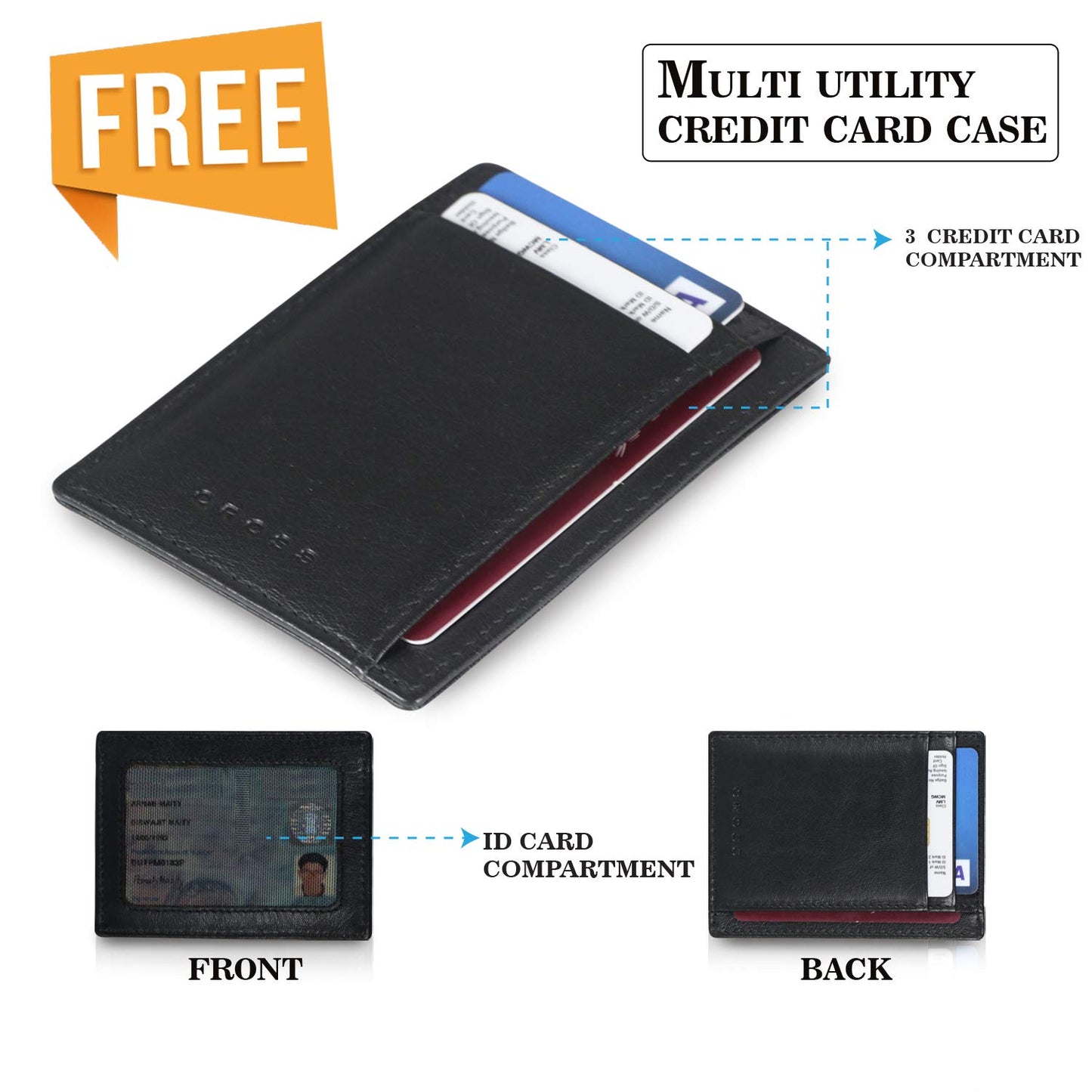 Cross Black Men's Wallet Stylish Genuine Leather Wallets for Men Latest Gents Purse with Card Holder Compartment(AC268799_3-1)