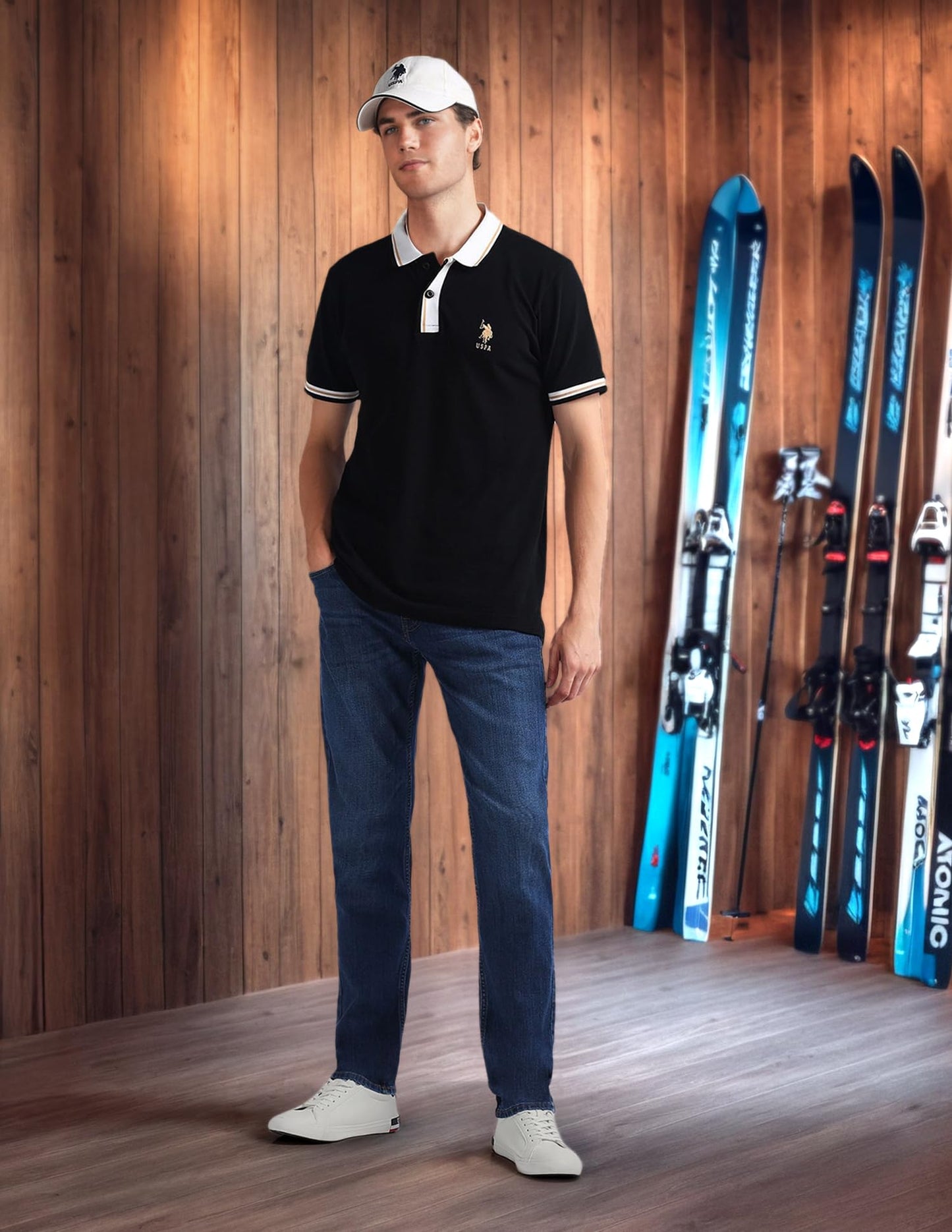 U.S. POLO ASSN. Men's Brandon Slim Tapered Fit Mid Rise Jeans (UDJENO1807_Blue_30)