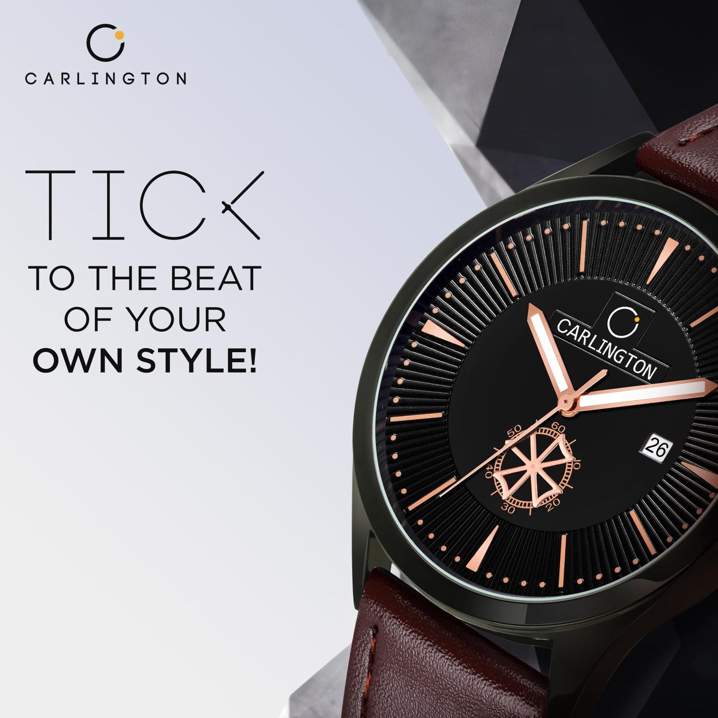 Carlington Analog Men's Wrist Watch with Leather Strap - CT 1020 BrownBlack