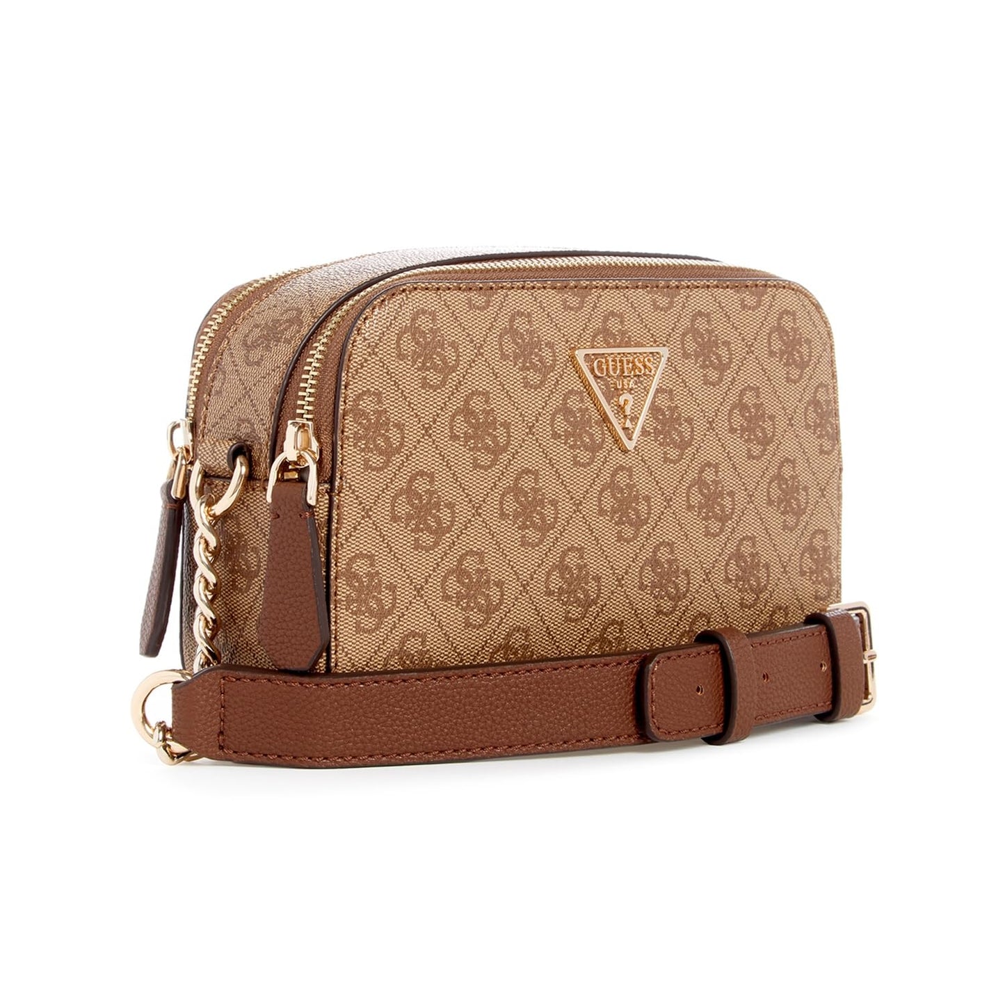 GUESS Women's Brown Printed Crossbody Camera Bag| Ladies Purse Handbags | Gift For Ladies