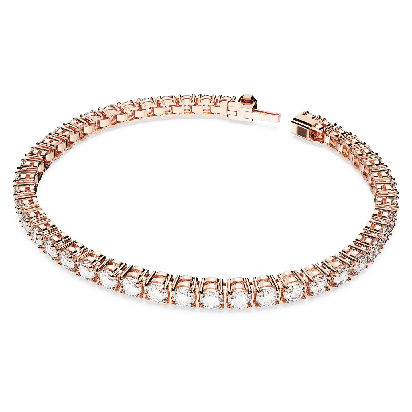 Swarovski Matrix Tennis bracelet, Round cut, White, Rose gold-tone plated