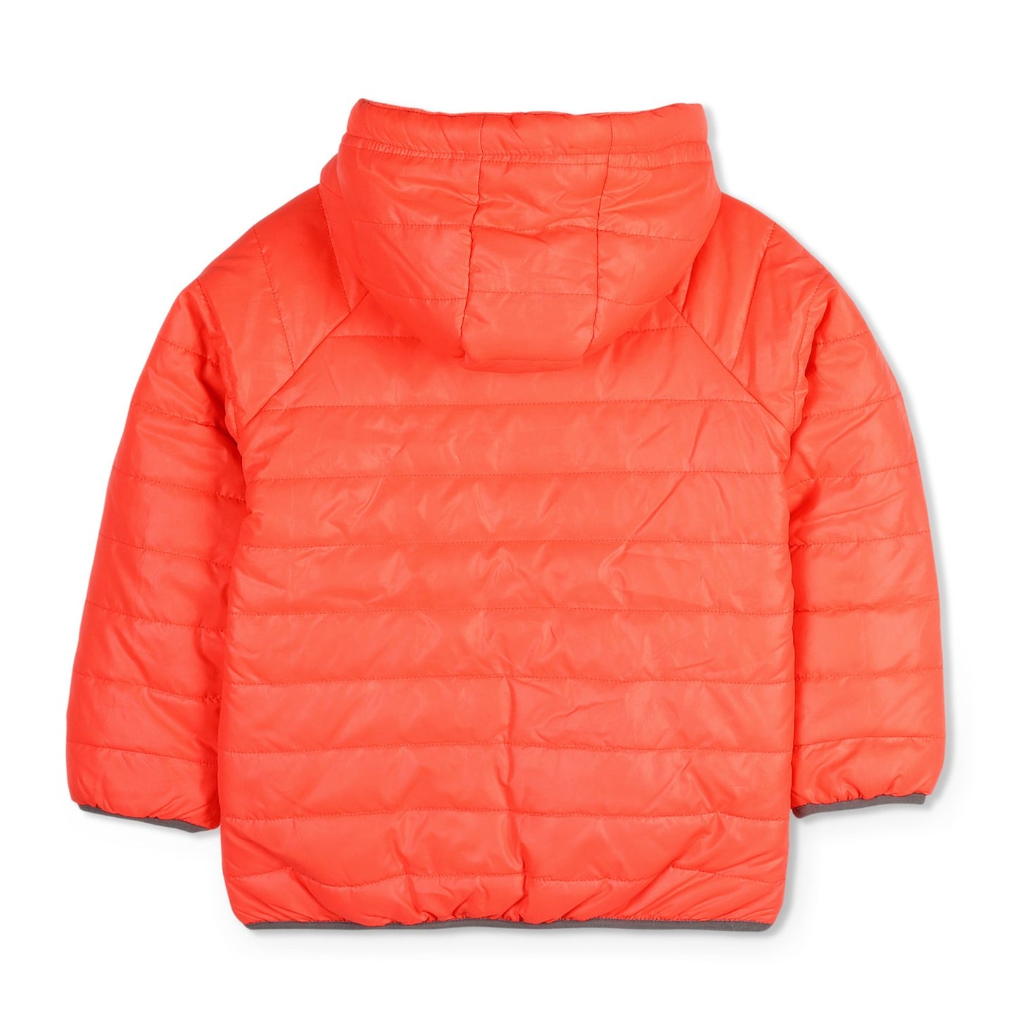 Cherry Crumble Orange Solid Polyester Full Sleeves Hooded Casual Wear Regular Fit Winter Jacket For Girls