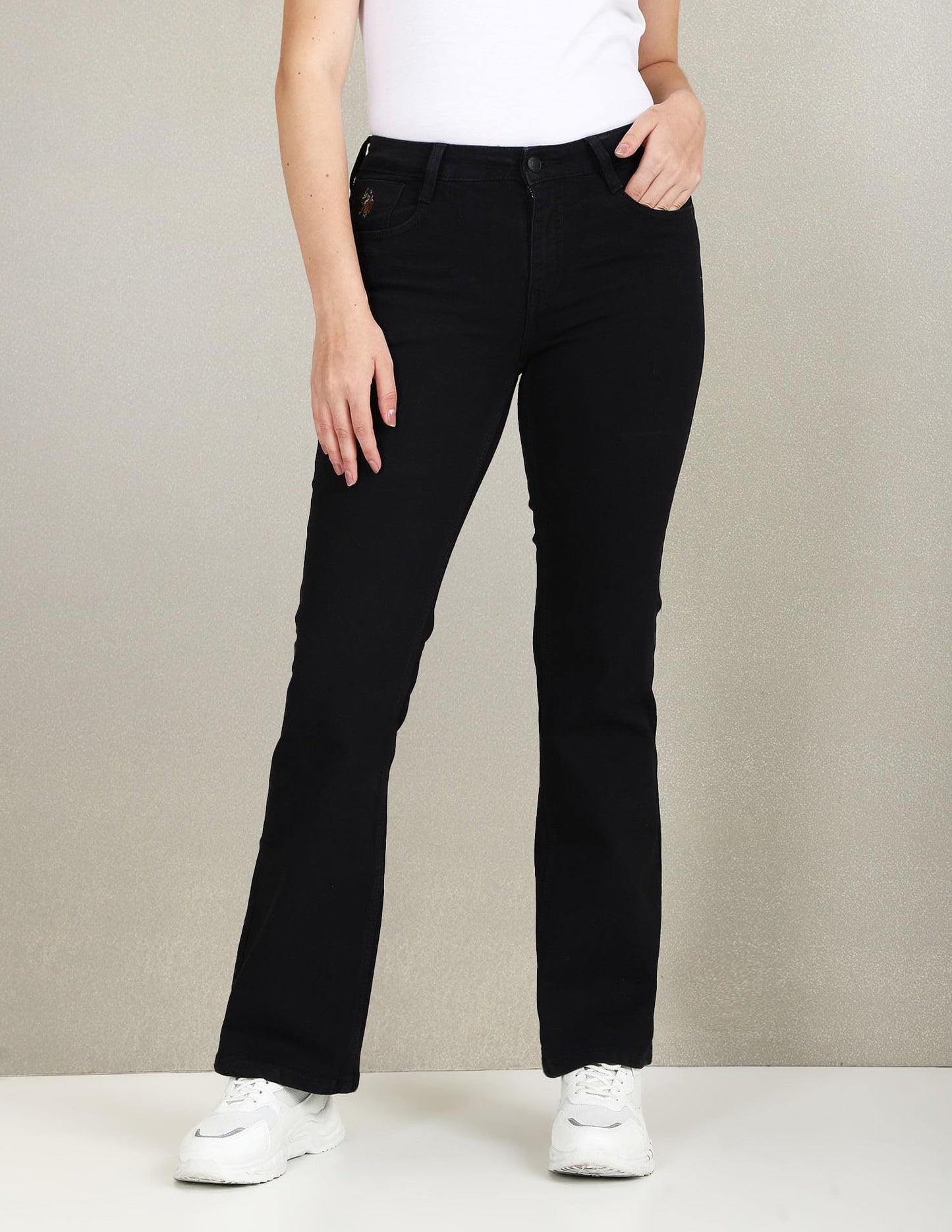 U.S. POLO ASSN. Women's Mid Rise Bootcut Fit Jeans (UWSS23JN018_Black_32)
