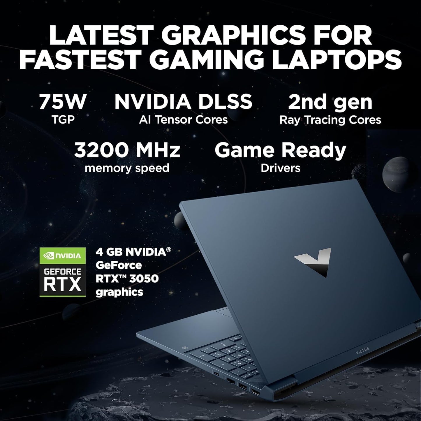 HP Victus Gaming, AMD Ryzen 5 5600H, NVIDIA RTX 3050, 8GB DDR4, 512GB SSD, 15.6-inch(39.6cm), 144Hz, 250Nits, FHD Gaming Laptop, Backlit KB, 720p HD Camera (Win 11, Office 21,Silver, 2.29kg) fb0180AX