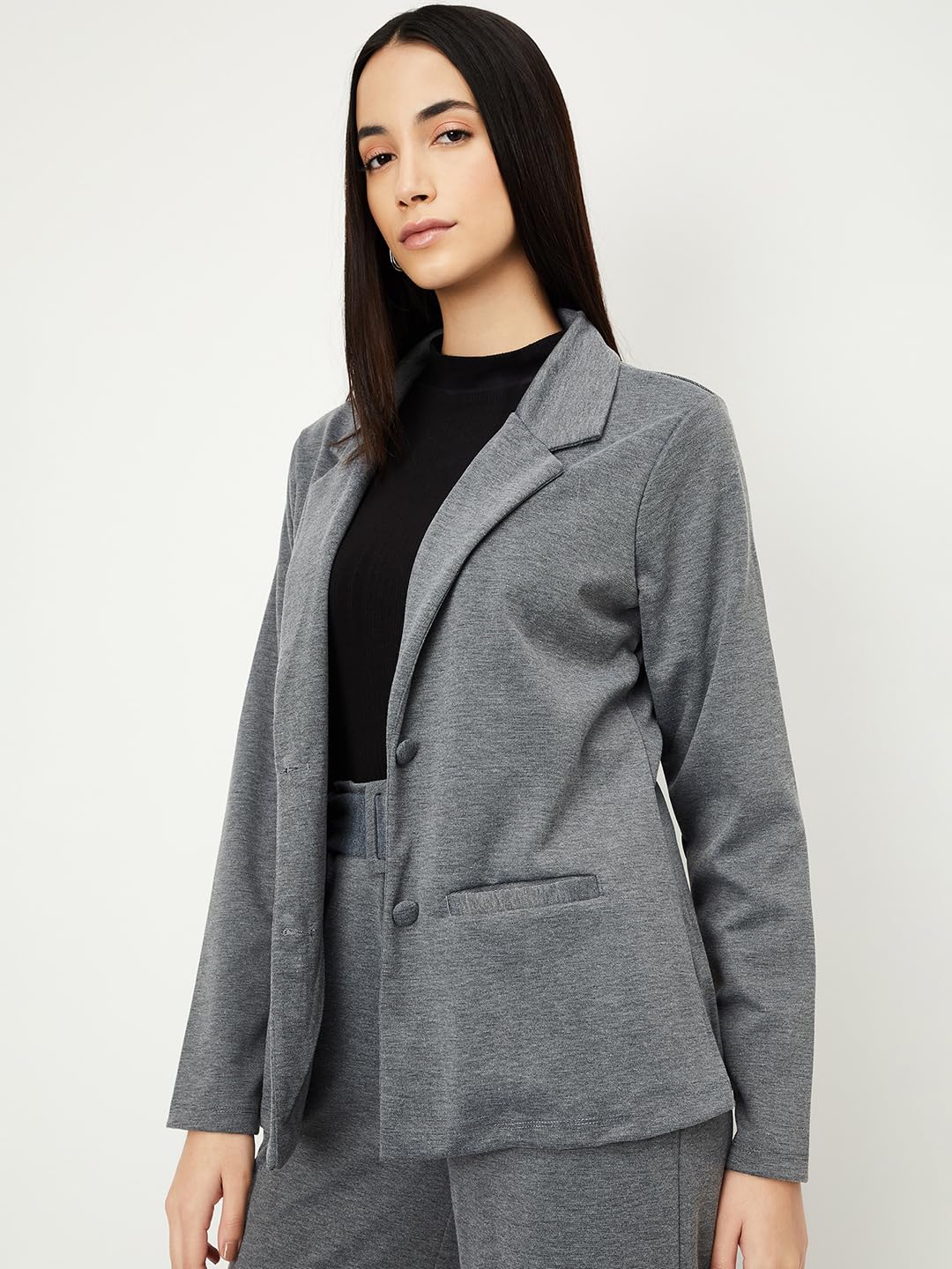 Max Women's Classic Blazer (EM03_Grey Melange_M