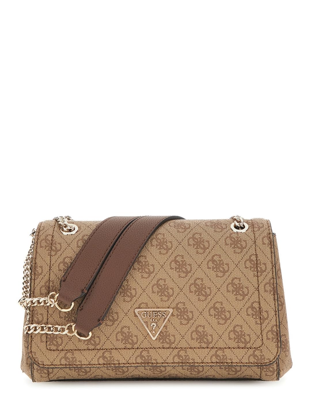 GUESS Brown Printed Noelle Convertible Flap Crossbody Bag