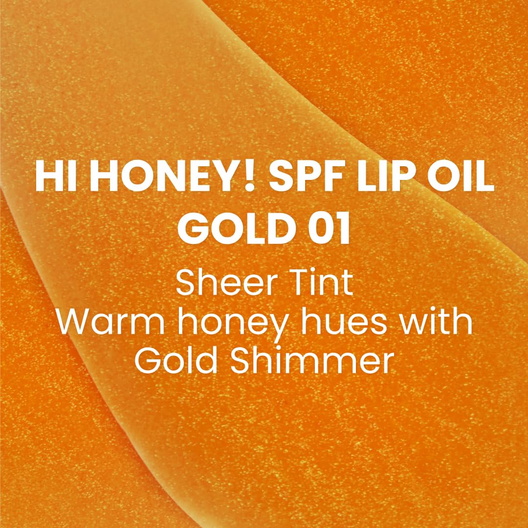 Typsy Beauty Hi Honey! SPF 25 Lip Oil| 7ml|Gloss like shine Enriched with Mirsalehi Honey & Vitamin E,PA+++ High UVA Protection |Zero Taste| Protects chapped lips with Metal Cooling Applicator