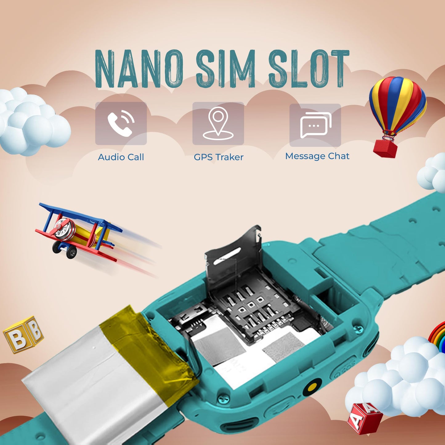 Punnk Funnk® Q18 Present Smart Kids LBS Location Tracking Watch with Voice Calling, SOS, Remote Monitoring, Camera, Geo-Fencing Function (Ocean Green)