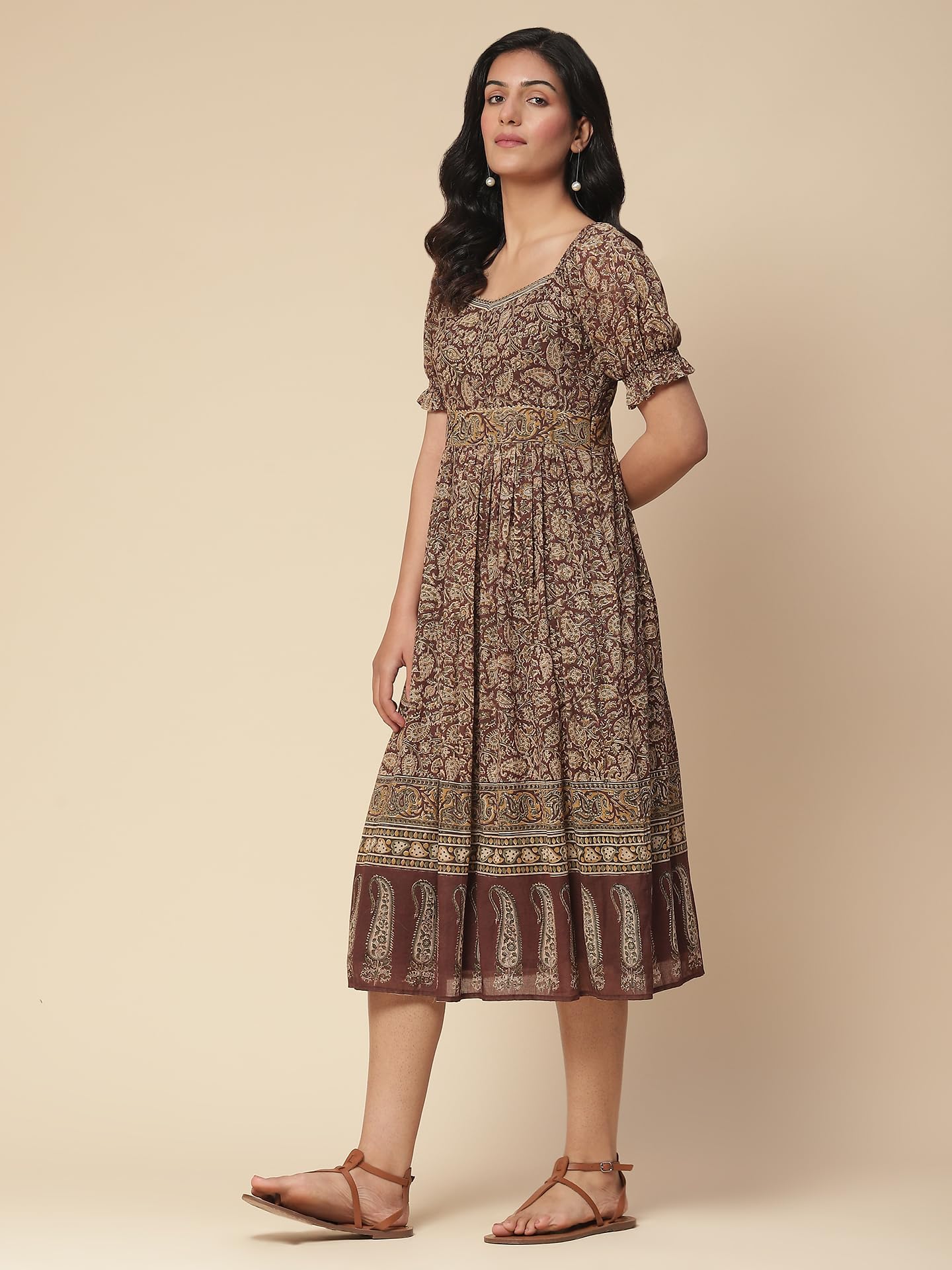 Aarke Ritu Kumar Brown Paisley Print Long Dress