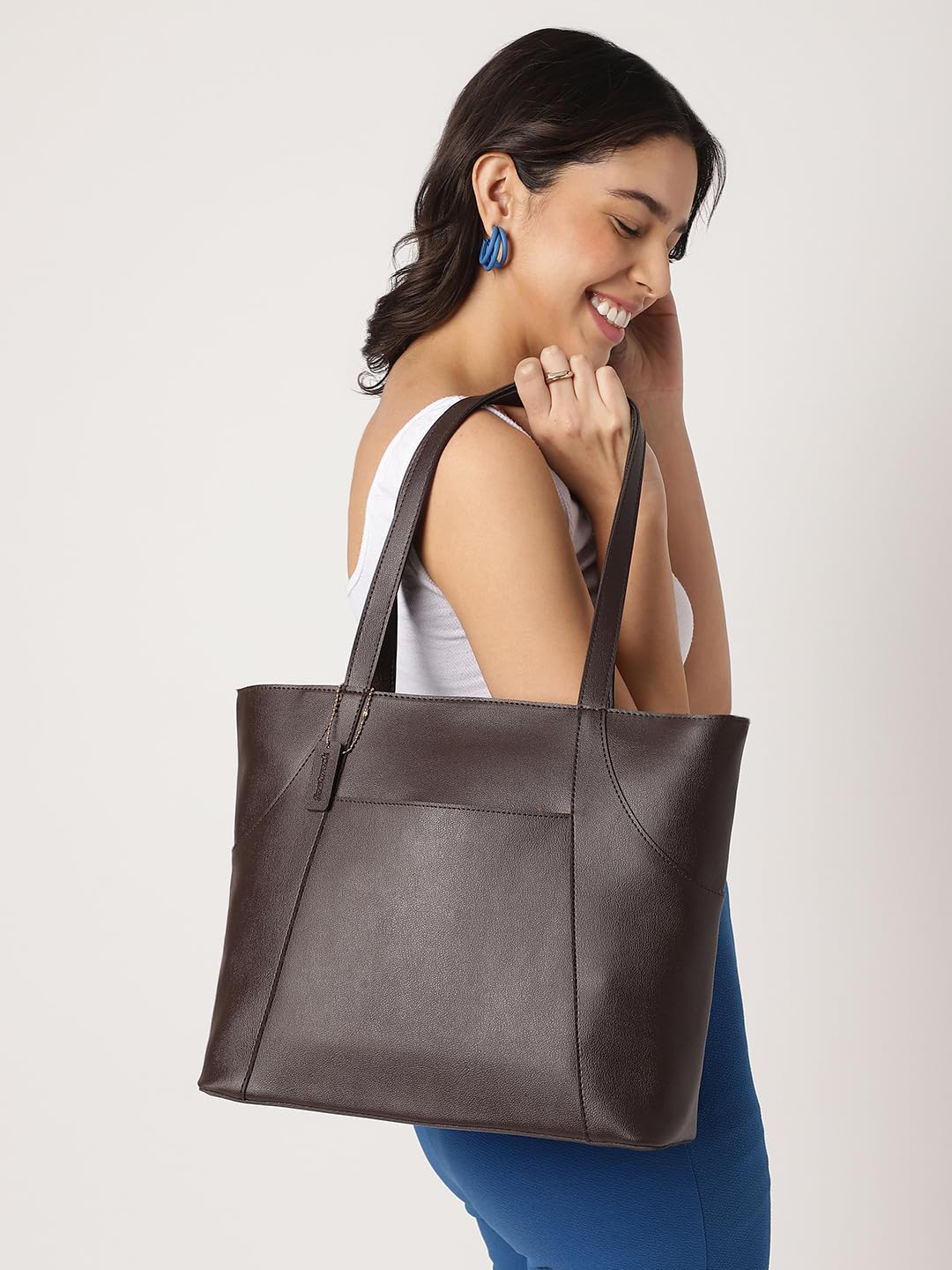 Fastrack Tan Laptop Tote Bag for Women, Girls and Ladies | Work and College Tote Bag for Women