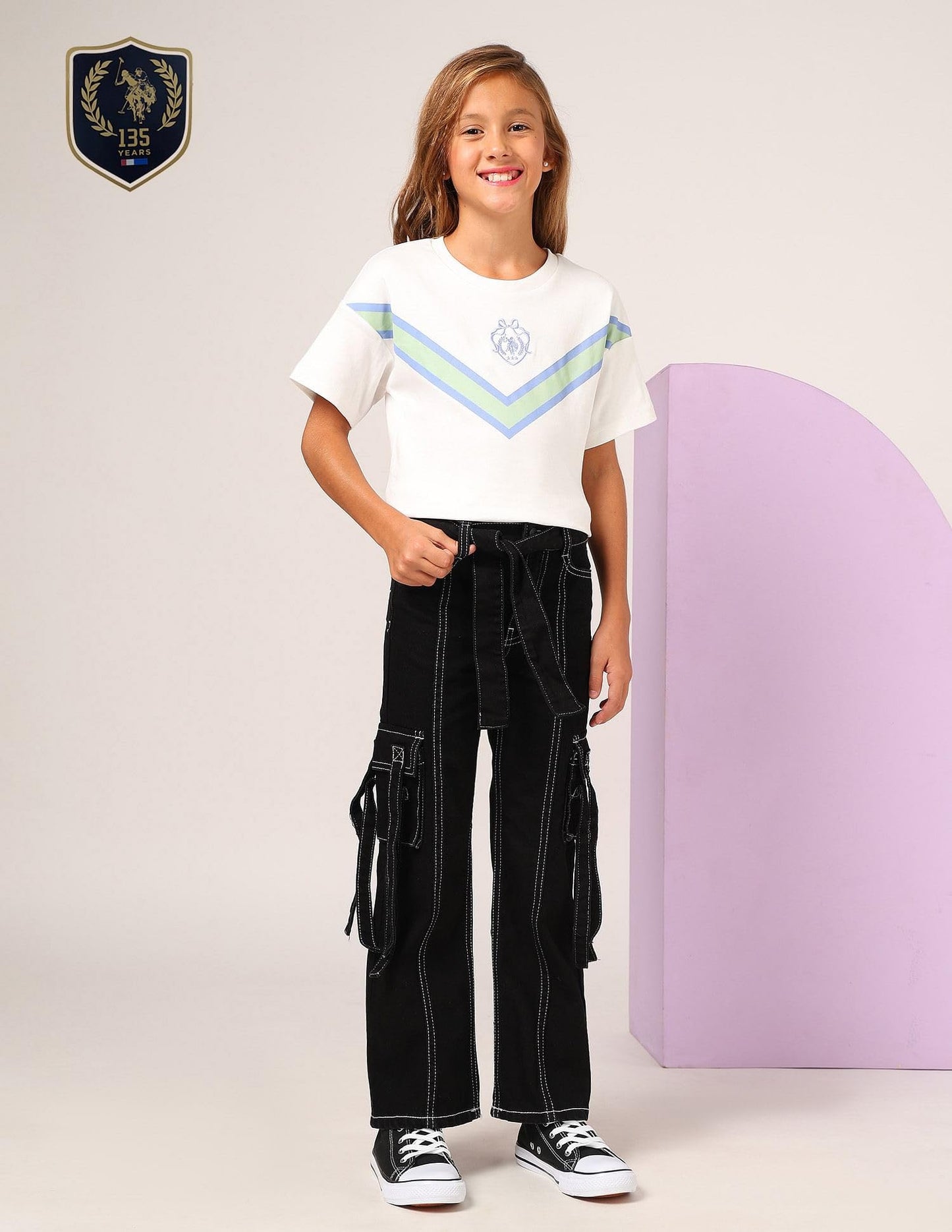 U.S. POLO ASSN. Girls Mid Rise Bootcut Jeans (UGJEN0197_Black_9-10Y)