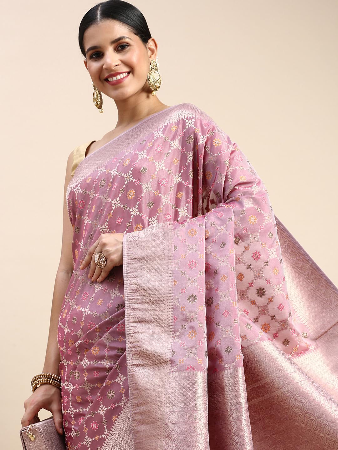 MOHEY Purple Art Silk WEAVE Saree for Women
