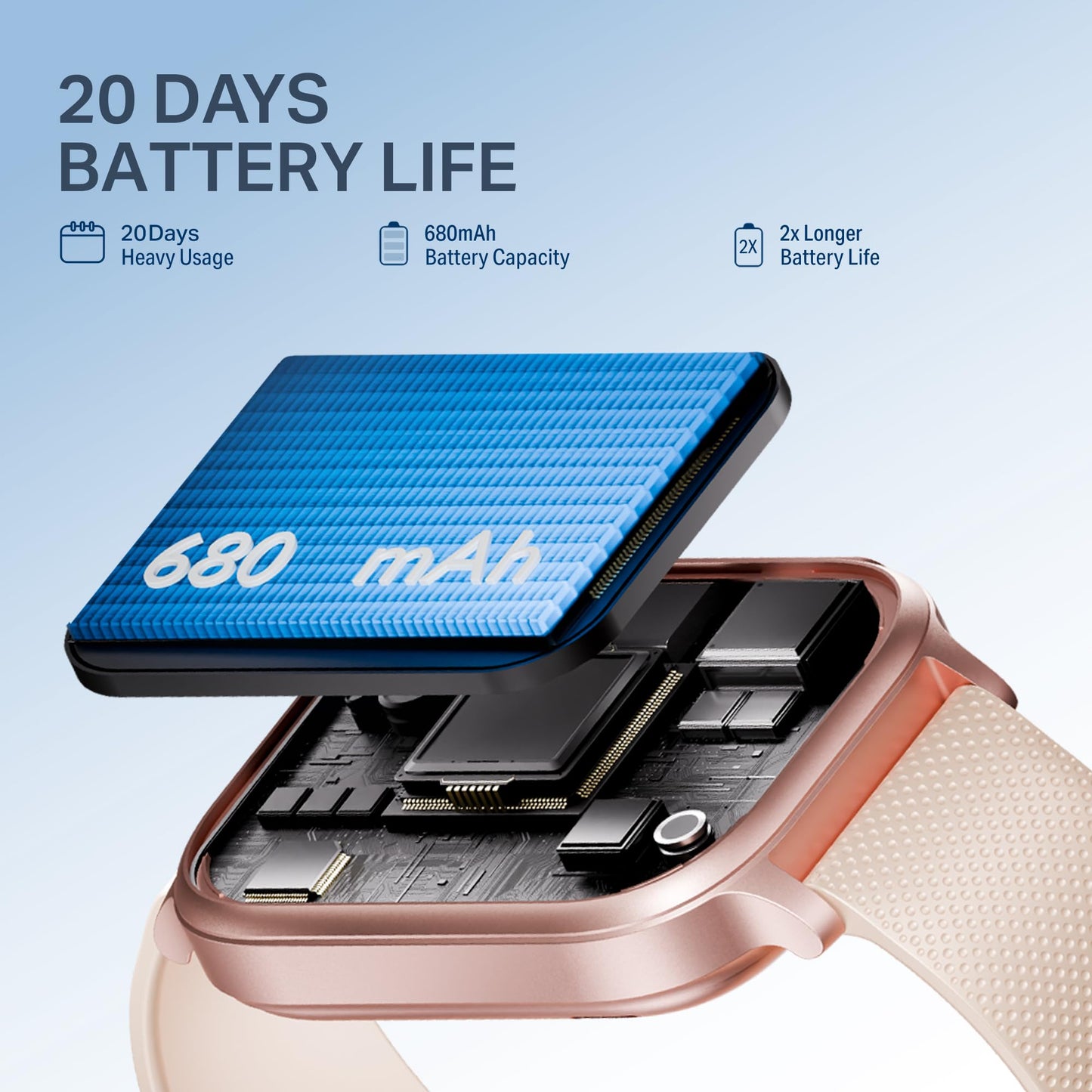 boAt New Launch Storm Infinity Max, 20 Days MAXIMUM Battery, Biggest Battery Capacity Ever! 2.01" (5.1cm)Display, Functional Crown, AI Nudges, BT Calling, Smart Watch for Men & Women (Cherry Blossom)