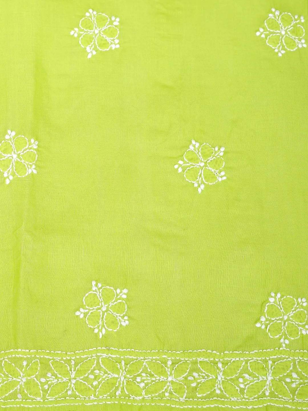Ada Hand Embroidered Lucknowi Chikankari Unstitched Cotton Dress Material Suit Piece with Dupatta for Women A211365 Green