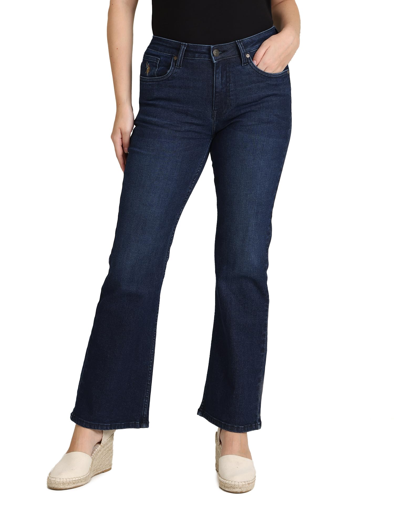 POLO Women's Dark Wash Bootcut Jeans (UWSS23JN020_Blue_36)