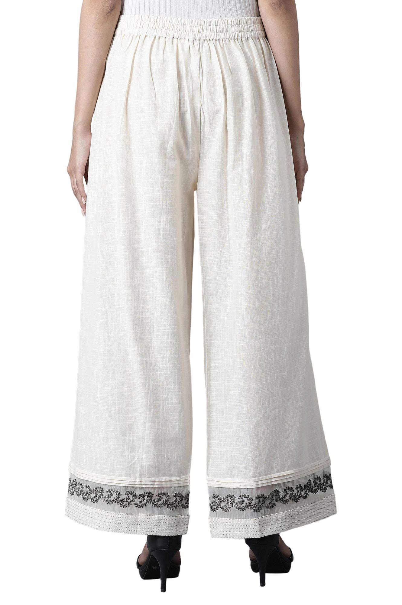 W for Woman Ecru Slub Parallel Pants_21FEW61197-214713_S