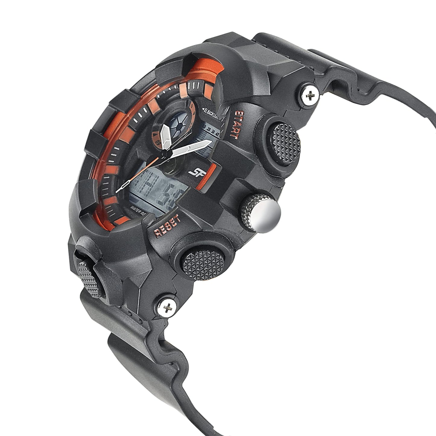 SF Polyurethane Hustler Analog-Digital Grey Round Dial Men's Sport Watch-77117Pp02W