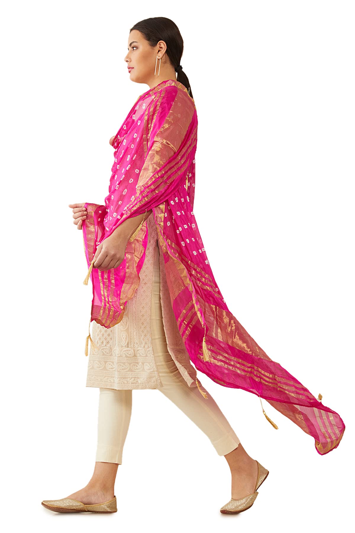 Soch Women Pink Polka Dot Dupatta