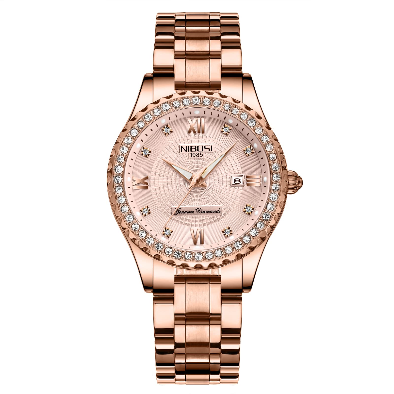 NIBOSI Women Watches Analogue Stainless Steel Wrist Watches Watches for  Women's Girls&Miss&Ladies Rose Gold Dial Gold Band Watch with Stylish